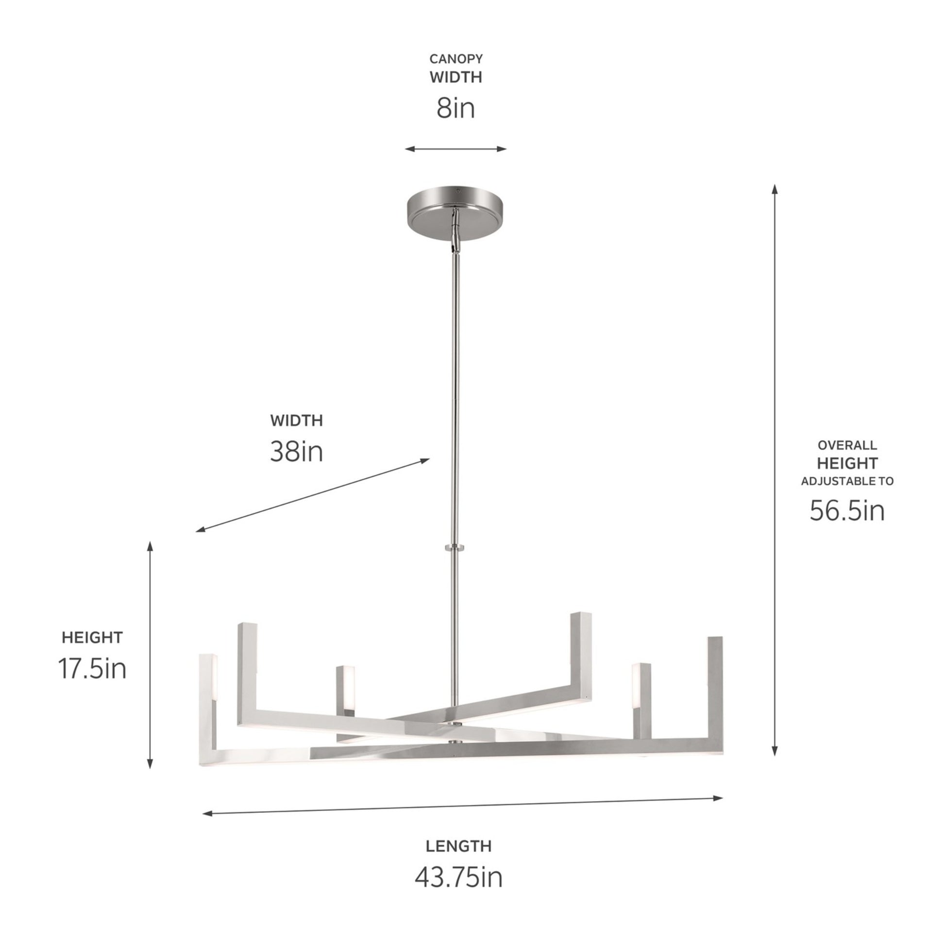 Priam 44" LED Chandelier, Polished Nickel Finish - Bees Lighting