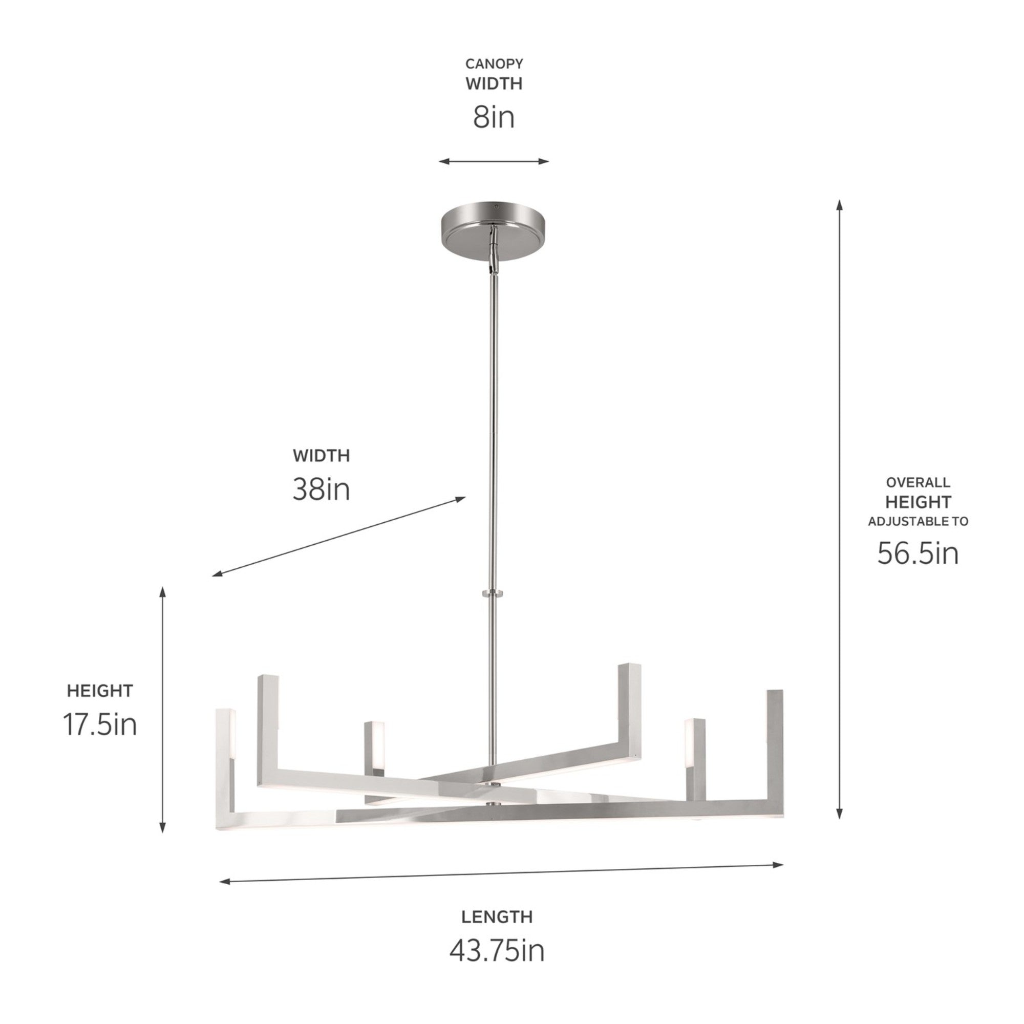 Priam 44" LED Chandelier, Polished Nickel Finish - Bees Lighting