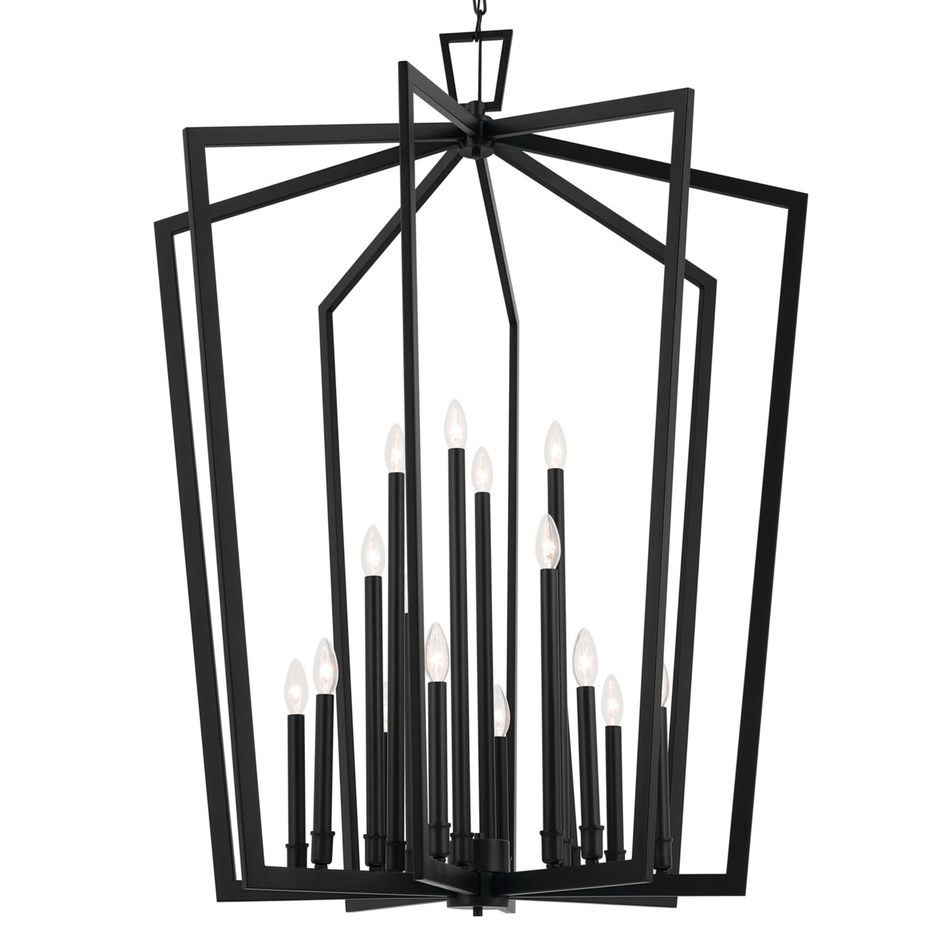 Abbotswell 37 in. 16 Lights Chandelier Black Finish - Bees Lighting