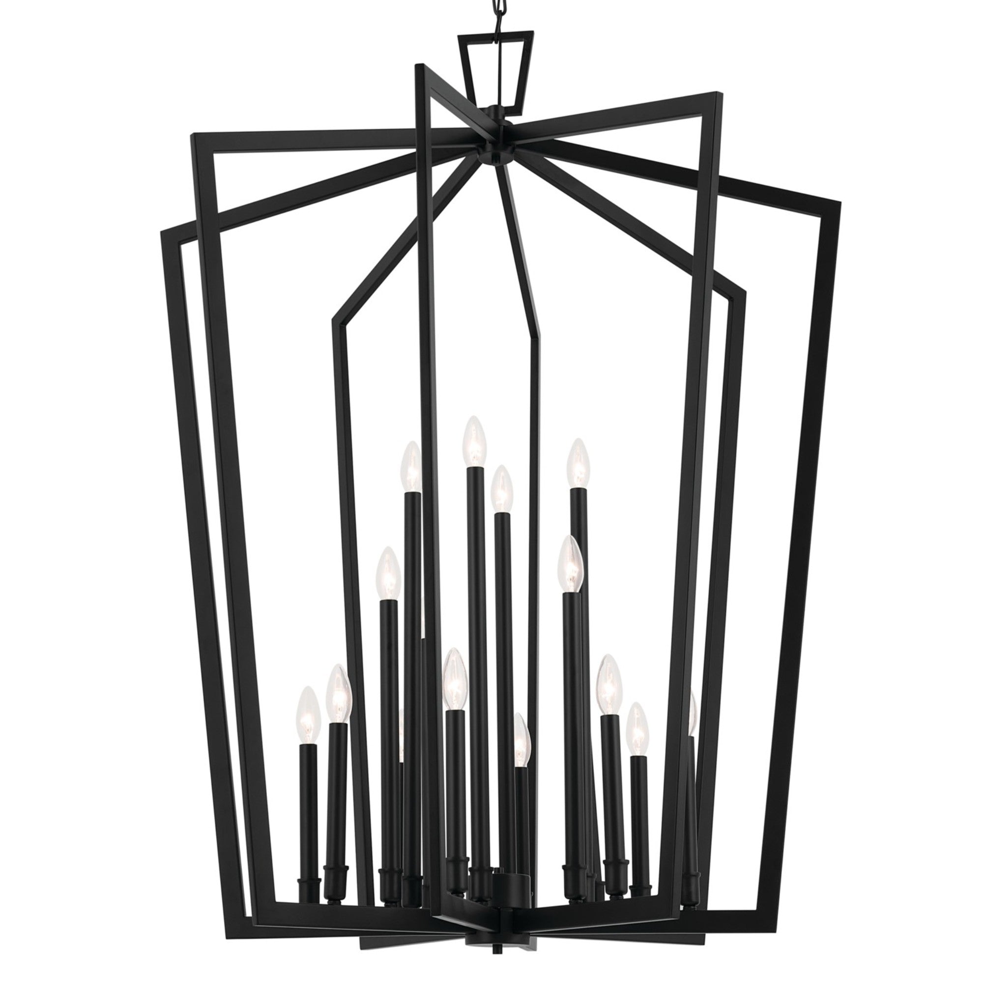 Abbotswell 37 in. 16 Lights Chandelier Black Finish - Bees Lighting