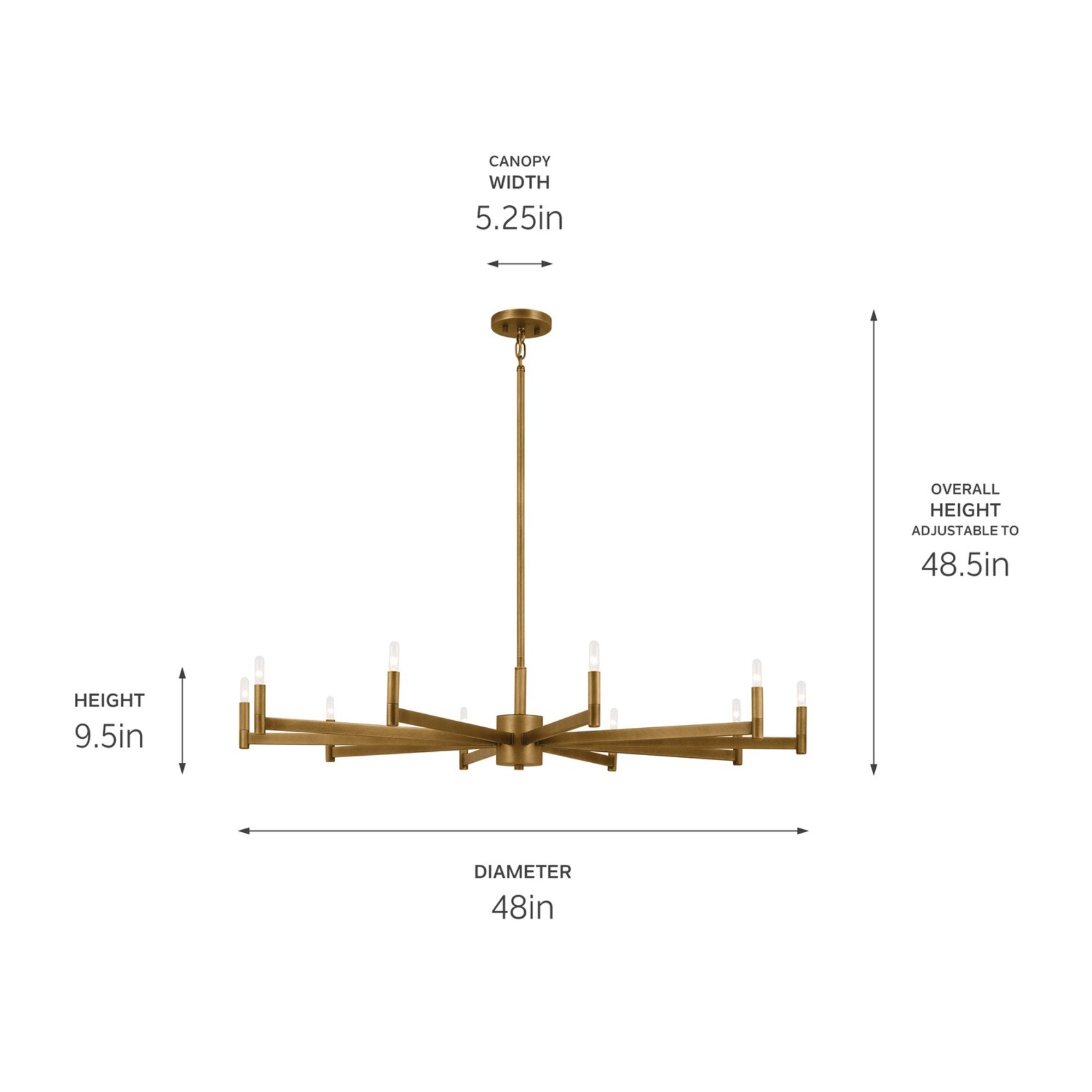 Erzo 48 in. 10 Lights Chandelier Brass Finish - Bees Lighting