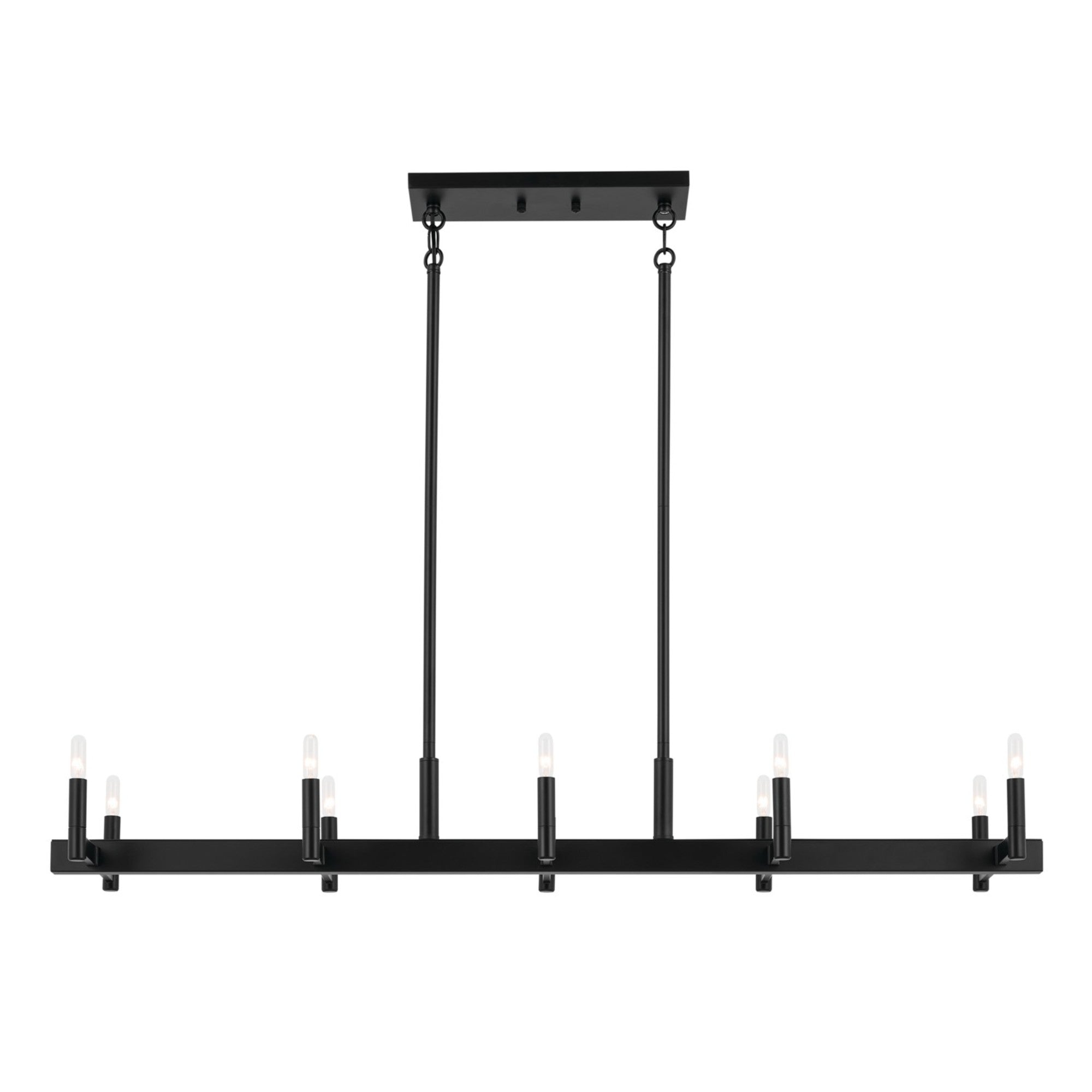 Erzo 50" 10-Light Linear Chandelier, Black Finish - Bees Lighting