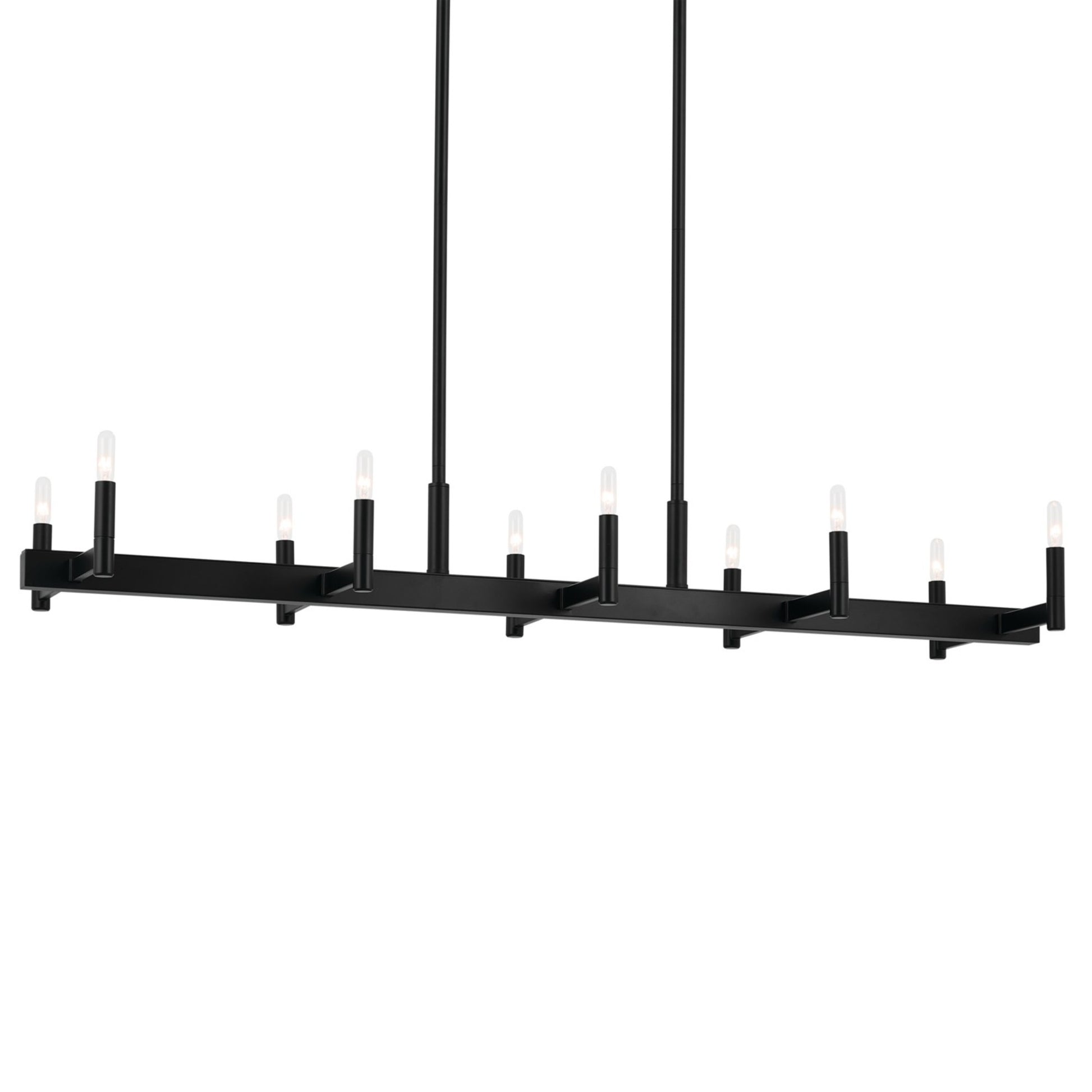 Erzo 50" 10-Light Linear Chandelier, Black Finish - Bees Lighting