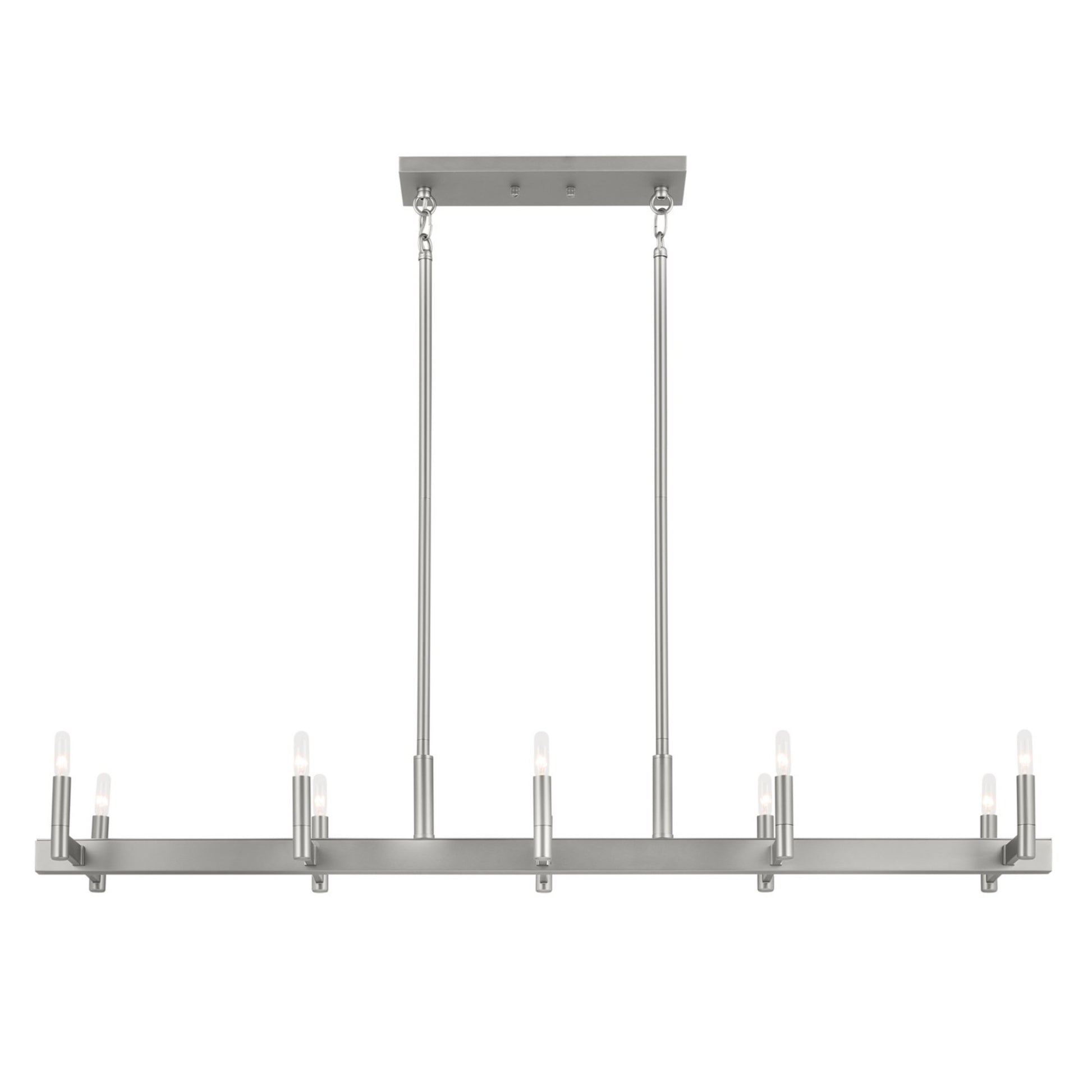 Erzo 50" 10-Light Linear Chandelier, Satin Nickel Finish - Bees Lighting
