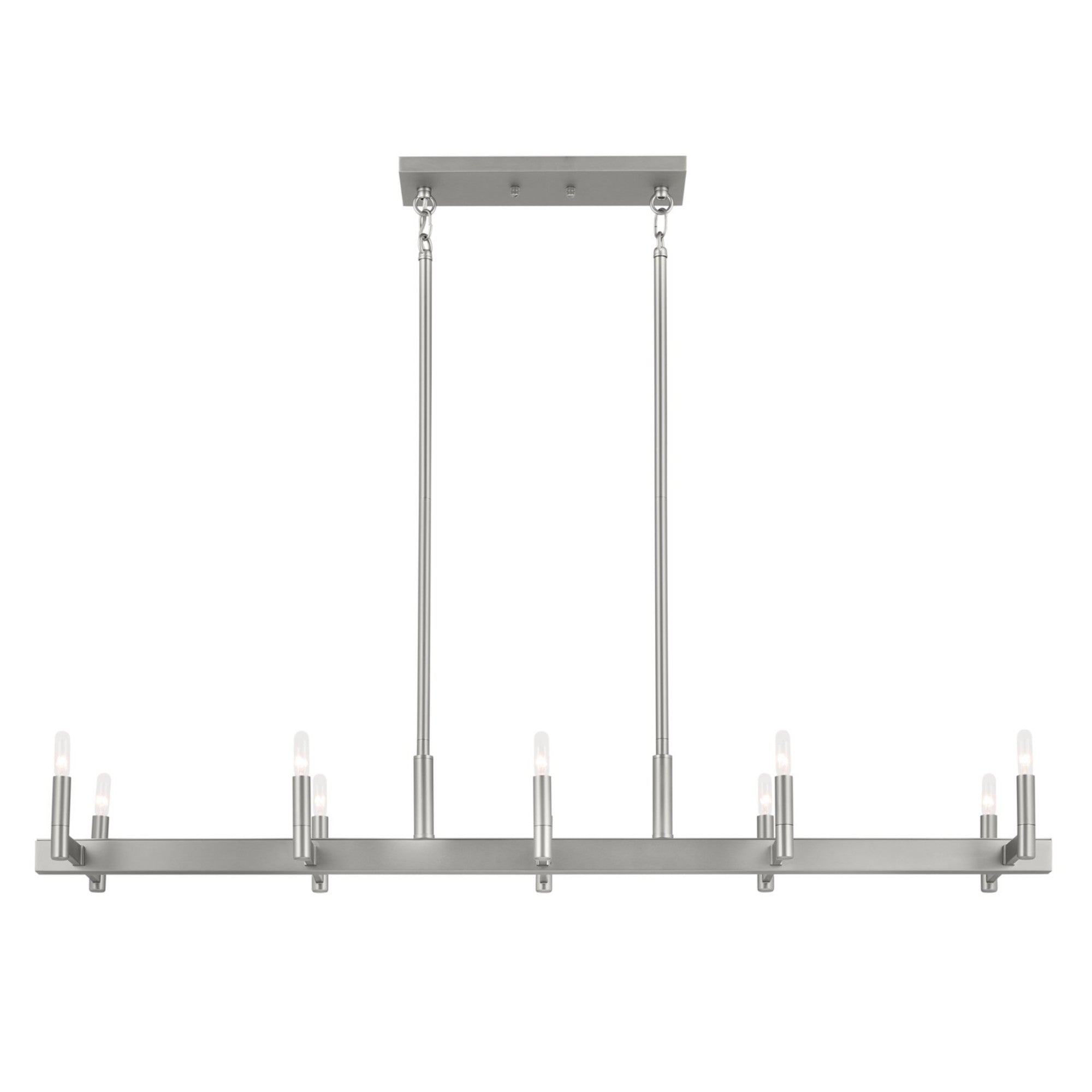Erzo 50" 10-Light Linear Chandelier, Satin Nickel Finish - Bees Lighting