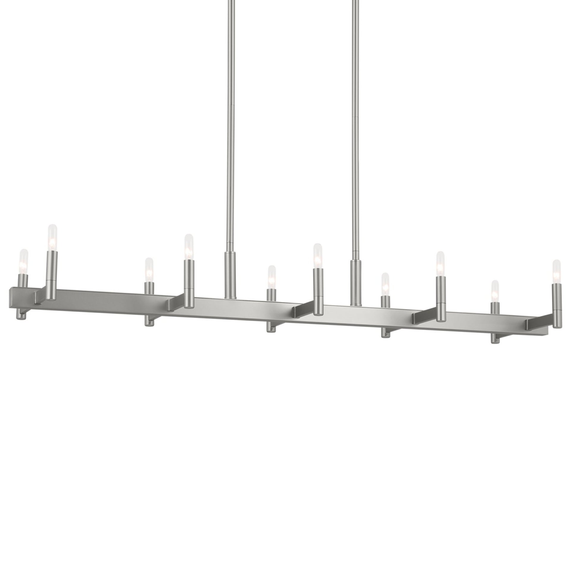 Erzo 50" 10-Light Linear Chandelier, Satin Nickel Finish - Bees Lighting
