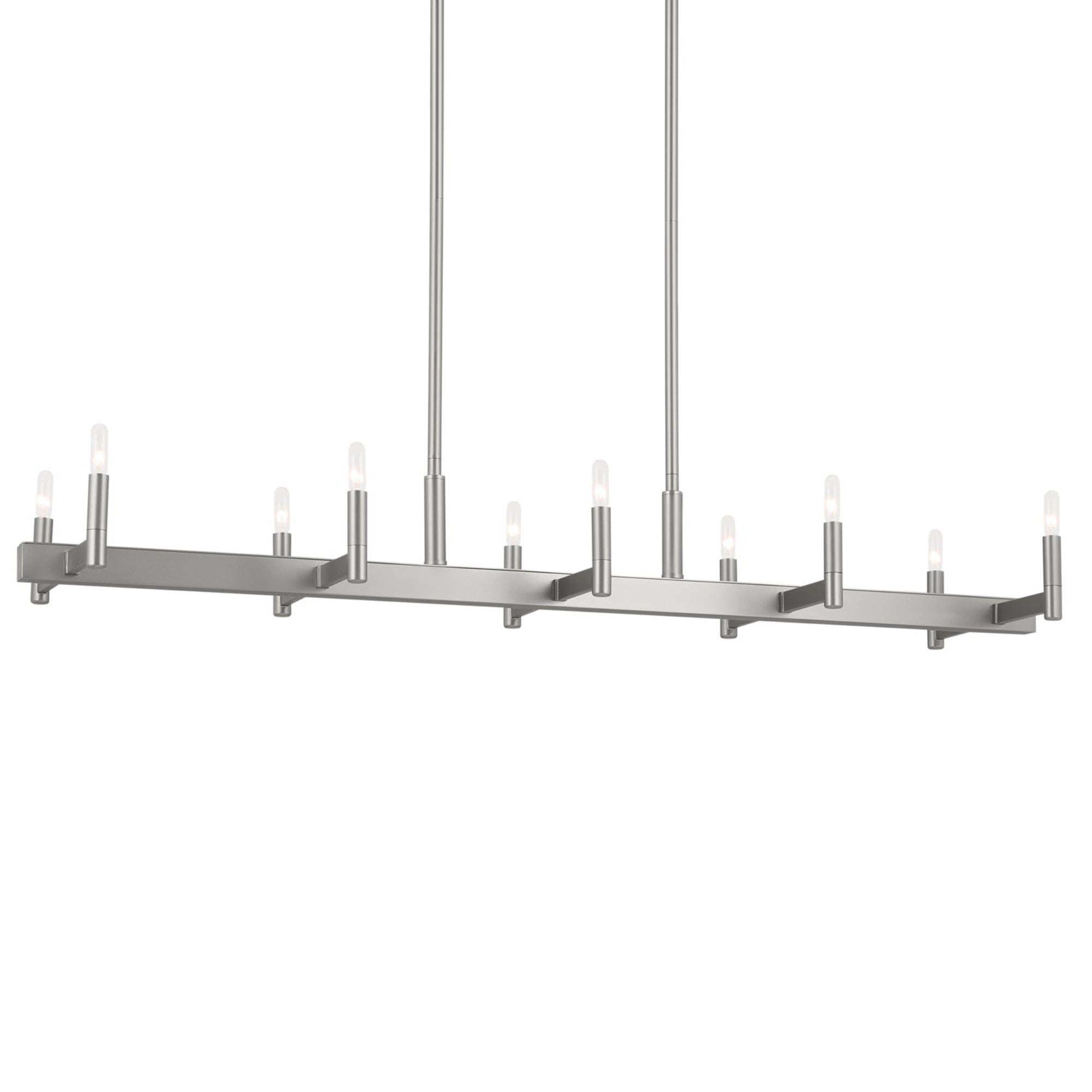 Erzo 50" 10-Light Linear Chandelier, Satin Nickel Finish - Bees Lighting