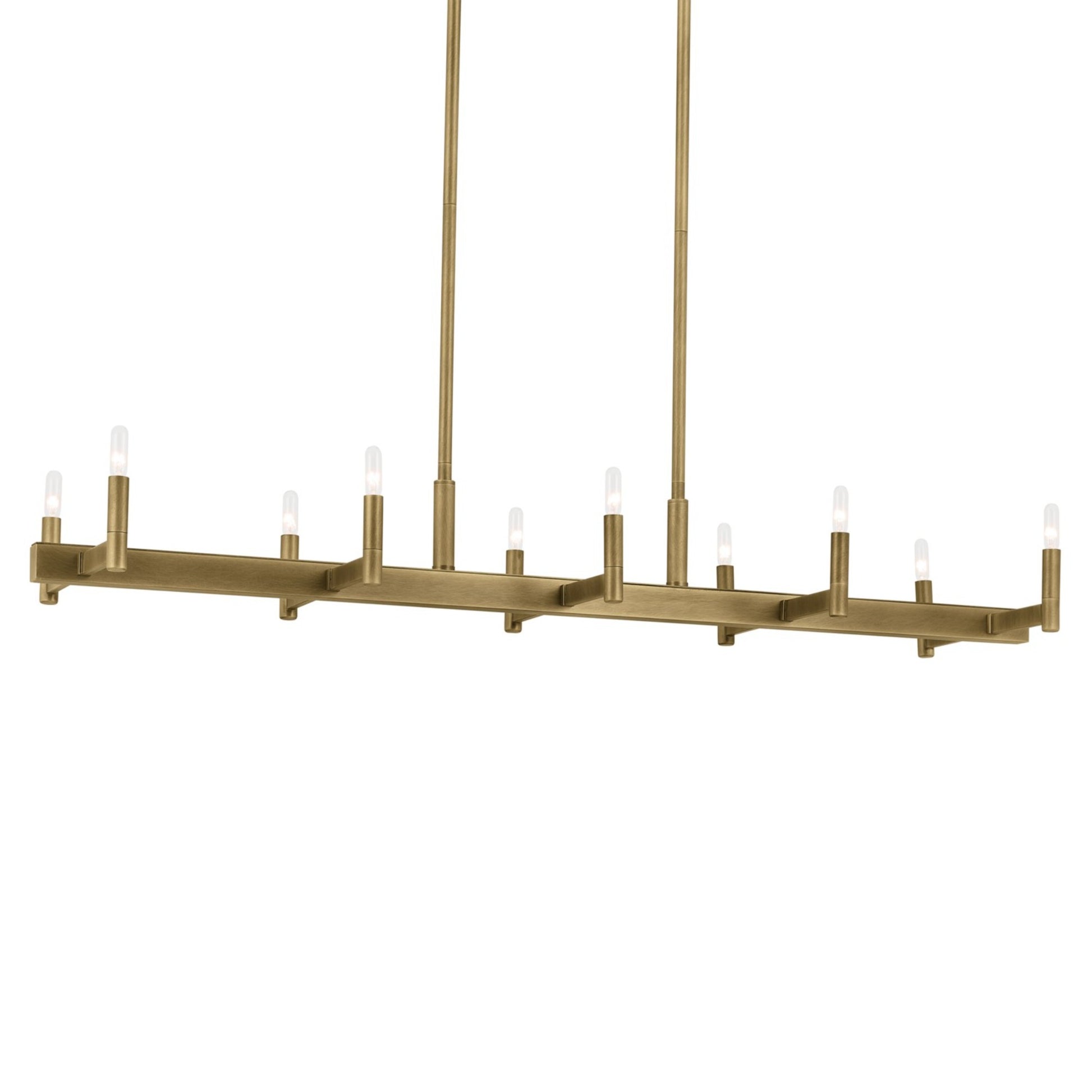 Erzo 50" 10-Light Linear Chandelier, Natural Brass Finish - Bees Lighting