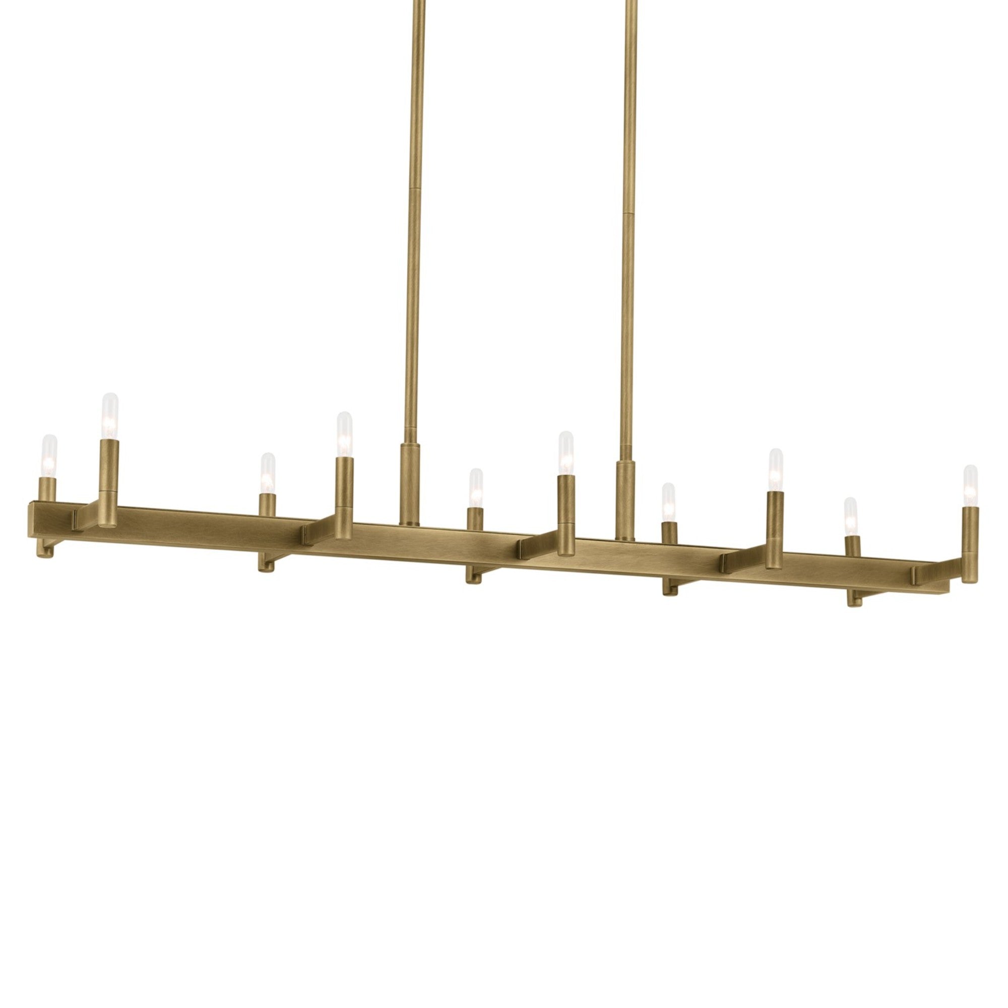 Erzo 50" 10-Light Linear Chandelier, Natural Brass Finish - Bees Lighting