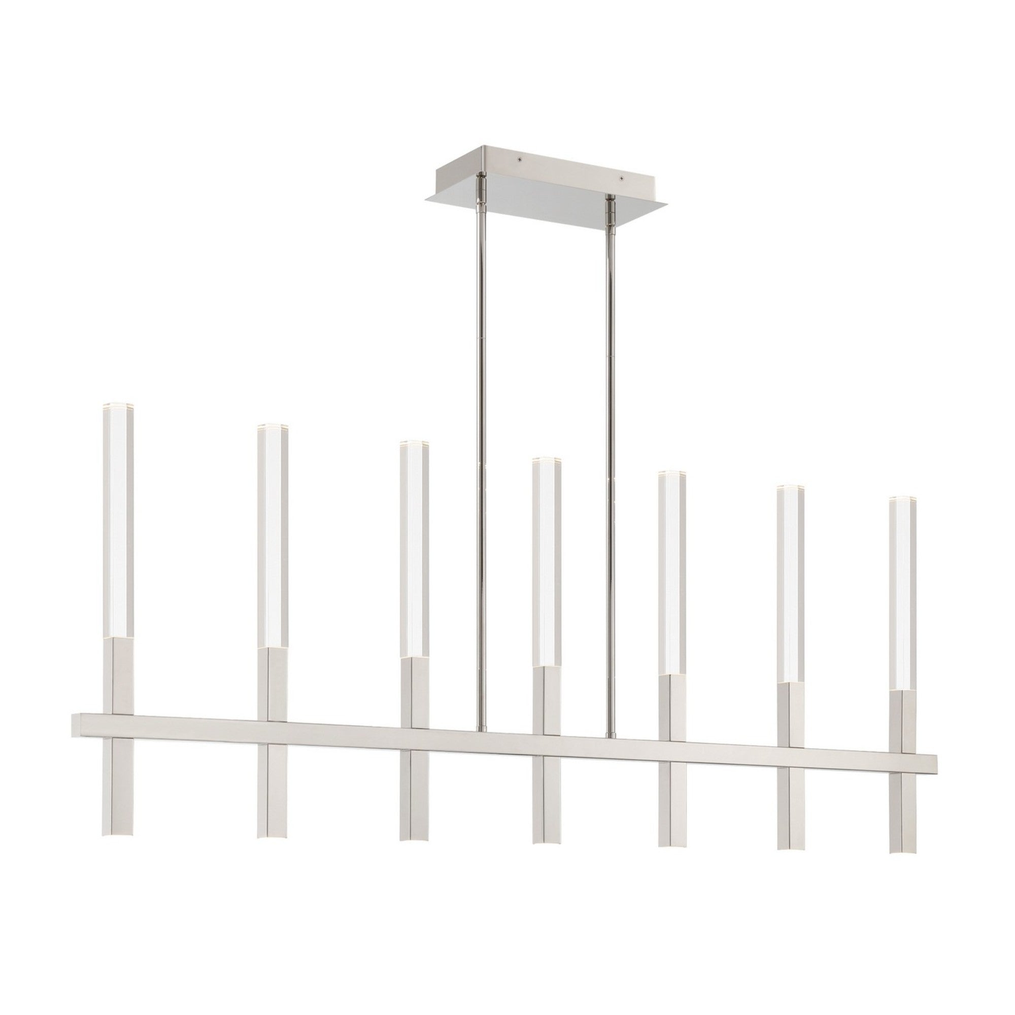 Benicio 7-Light 46" LED Linear Chandelier, Polished Nickel Finish - Bees Lighting