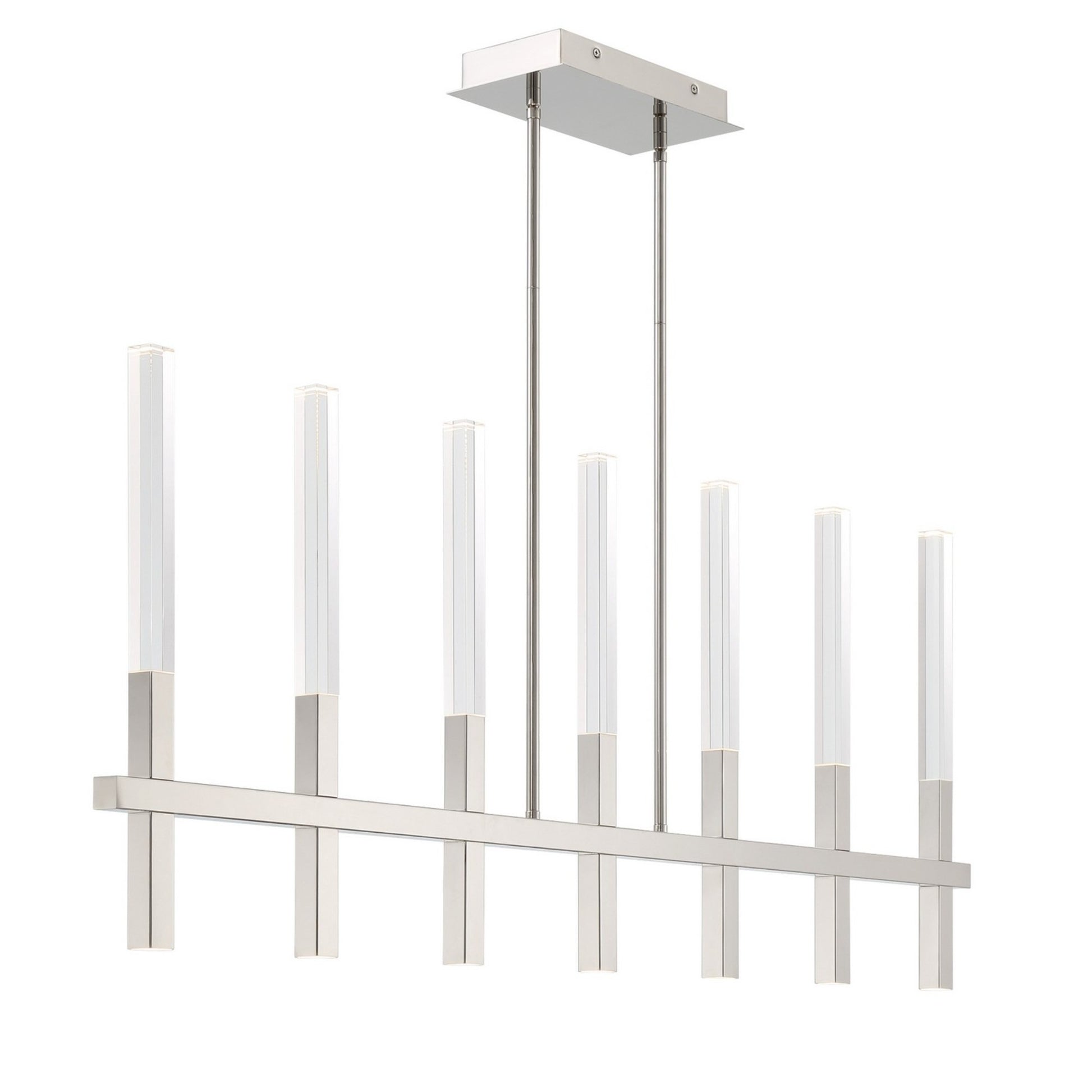 Benicio 7-Light 46" LED Linear Chandelier, Polished Nickel Finish - Bees Lighting