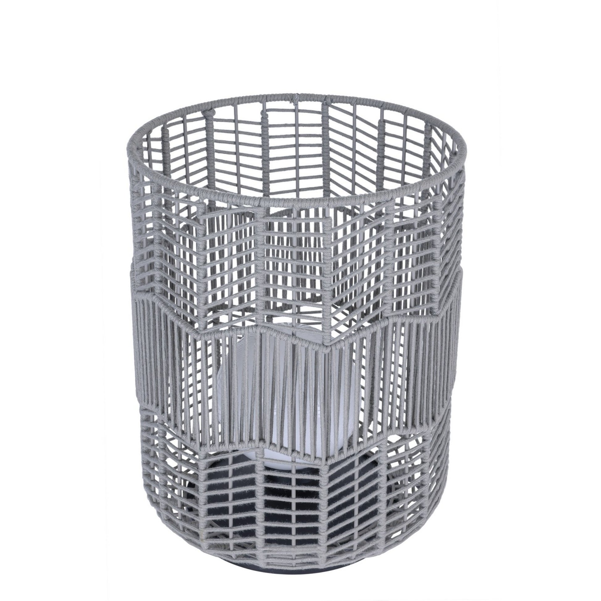 Wallis 22" Outdoor Portable Lamp, Black & Grey PET Weave Finish - Bees Lighting
