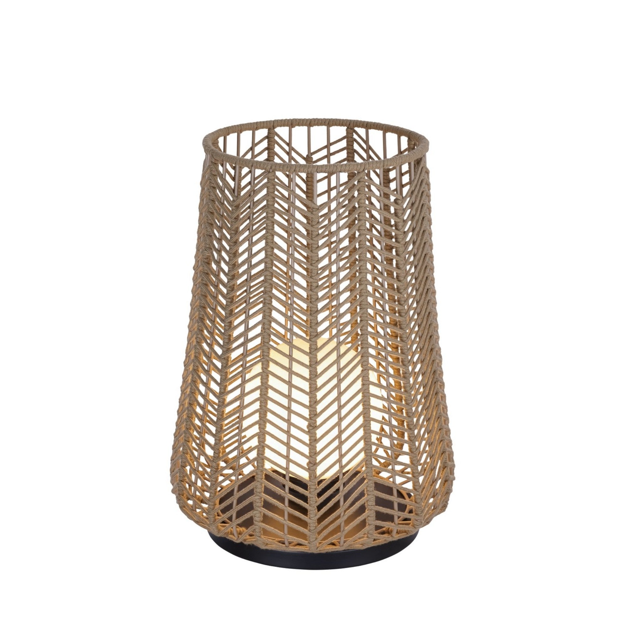 Elice 22" Outdoor Portable Lamp, Black Finish with Brown Rope - Bees Lighting