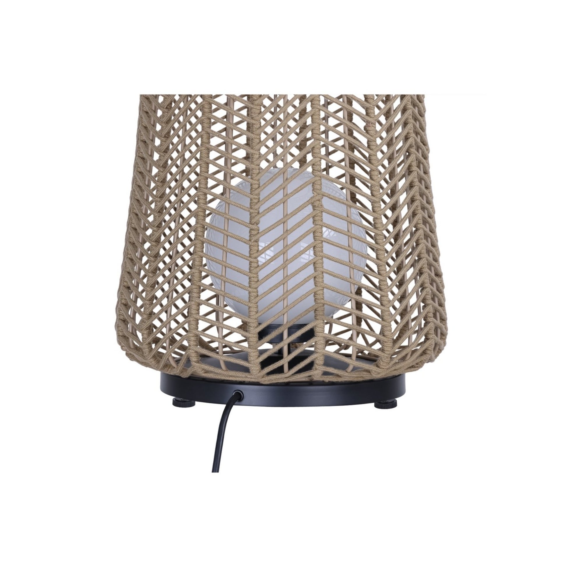 Elice 22" Outdoor Portable Lamp, Black Finish with Brown Rope - Bees Lighting