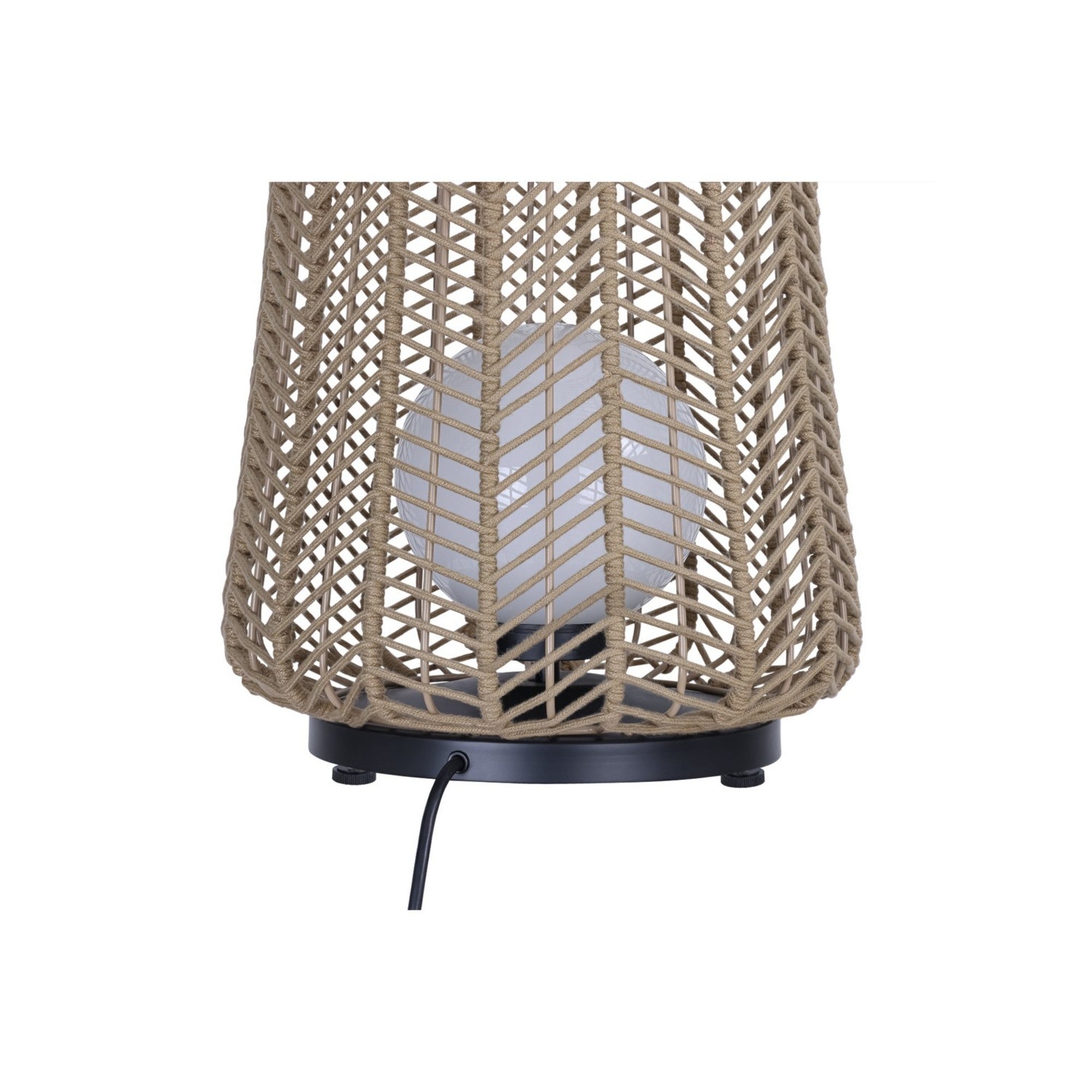 Elice 22" Outdoor Portable Lamp, Black Finish with Brown Rope - Bees Lighting