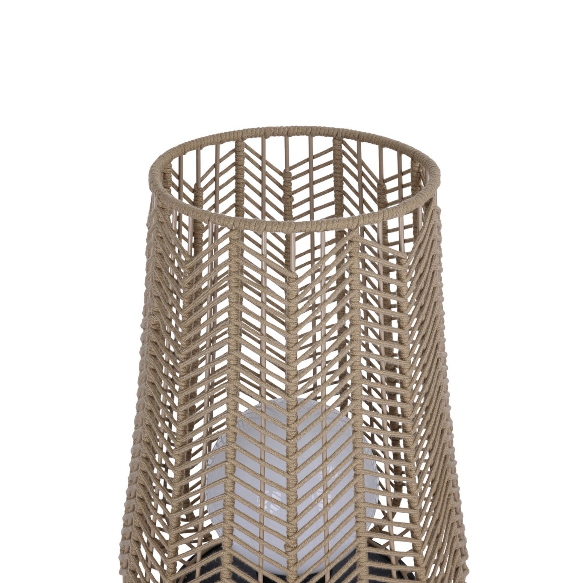 Elice 22" Outdoor Portable Lamp, Black Finish with Brown Rope - Bees Lighting