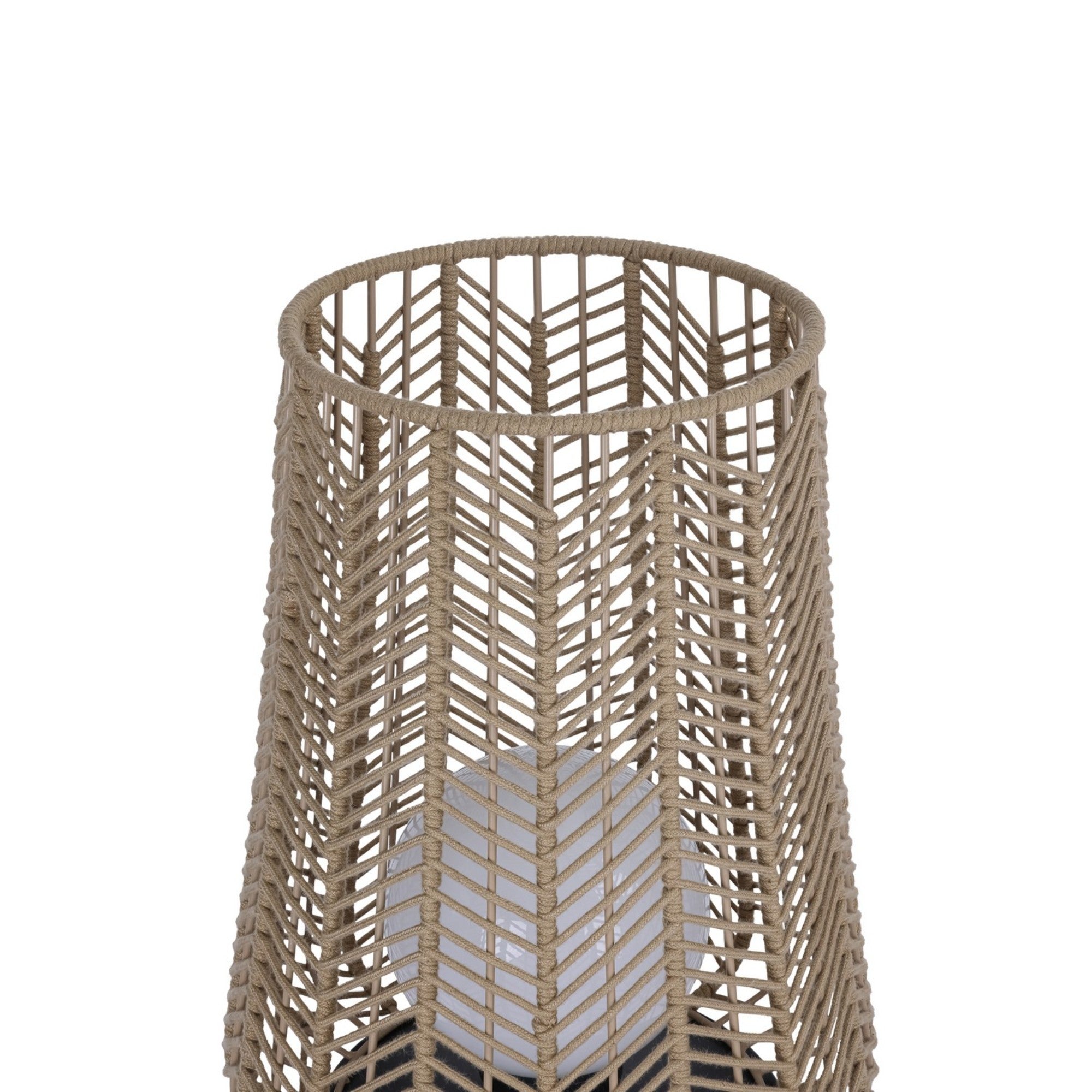 Elice 22" Outdoor Portable Lamp, Black Finish with Brown Rope - Bees Lighting