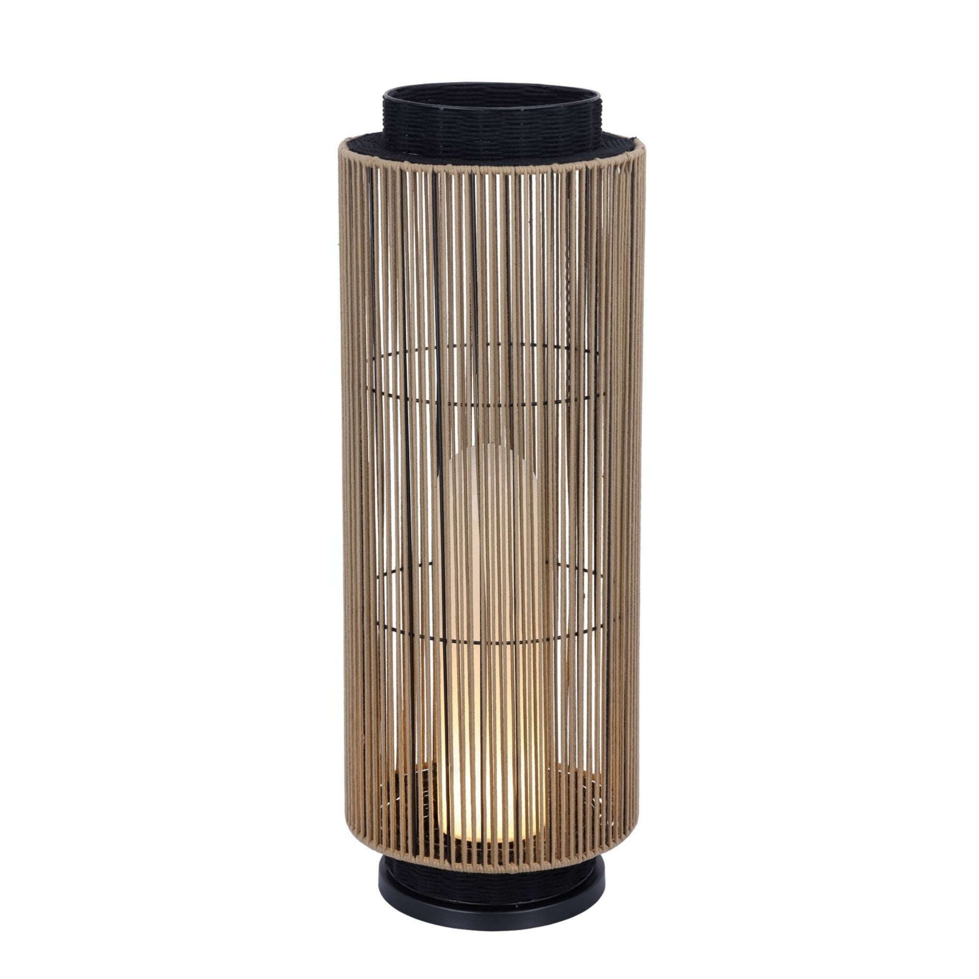 Aden 46" Outdoor Portable Lamp, Black & Brown PET Weave Finish - Bees Lighting