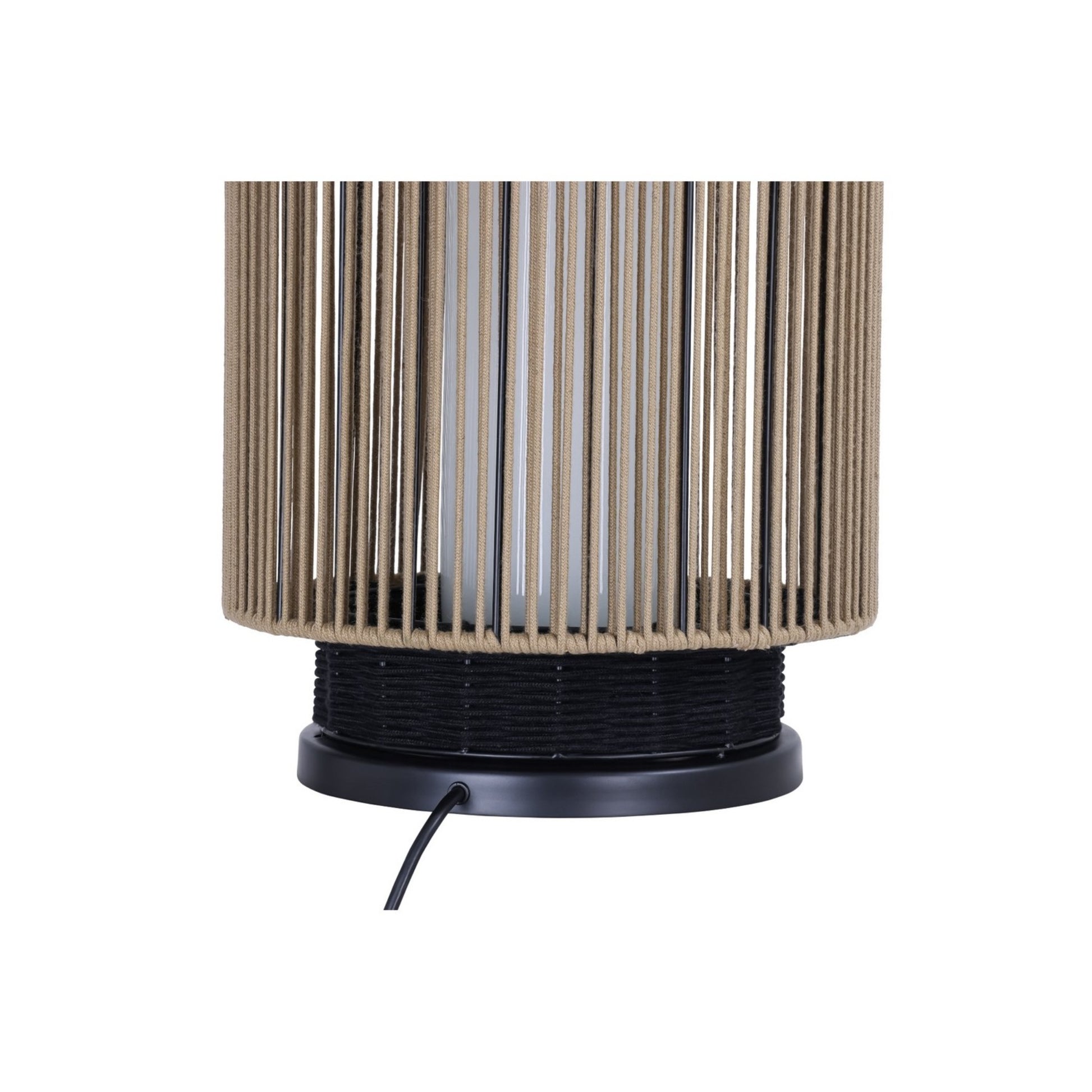 Aden 46" Outdoor Portable Lamp, Black & Brown PET Weave Finish - Bees Lighting