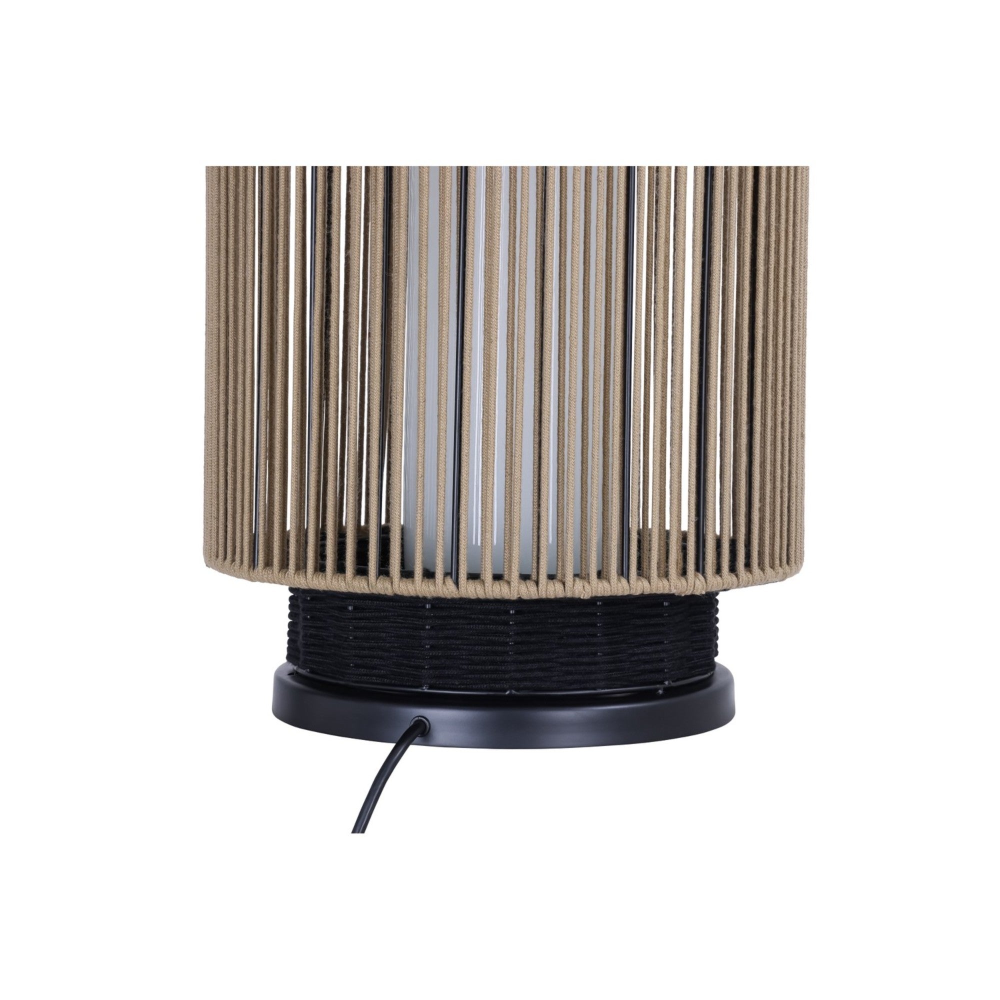 Aden 46" Outdoor Portable Lamp, Black & Brown PET Weave Finish - Bees Lighting