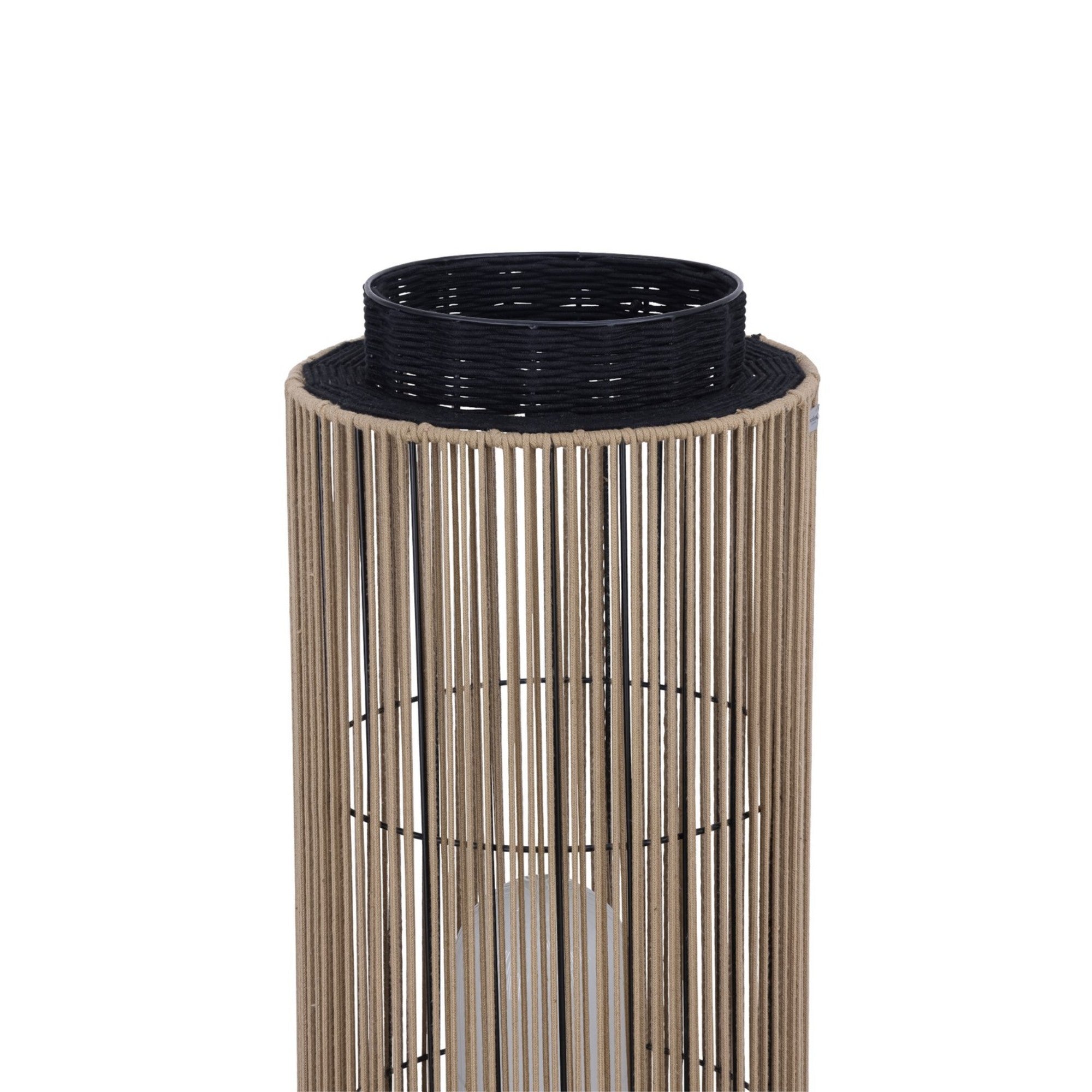 Aden 46" Outdoor Portable Lamp, Black & Brown PET Weave Finish - Bees Lighting