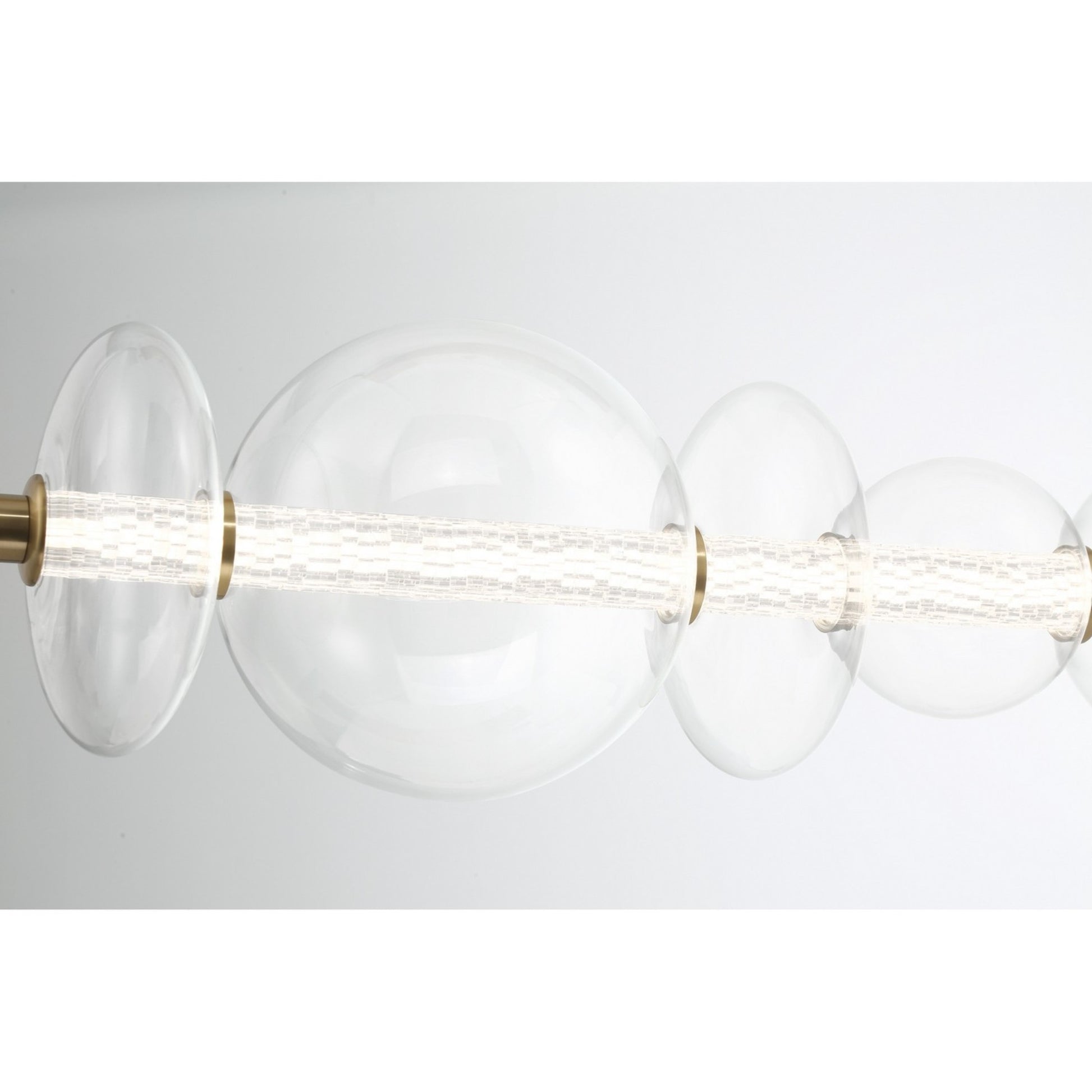 Atomo 7-Light 56" LED Linear Chandelier, Gold Finish with Clear Glass - Bees Lighting