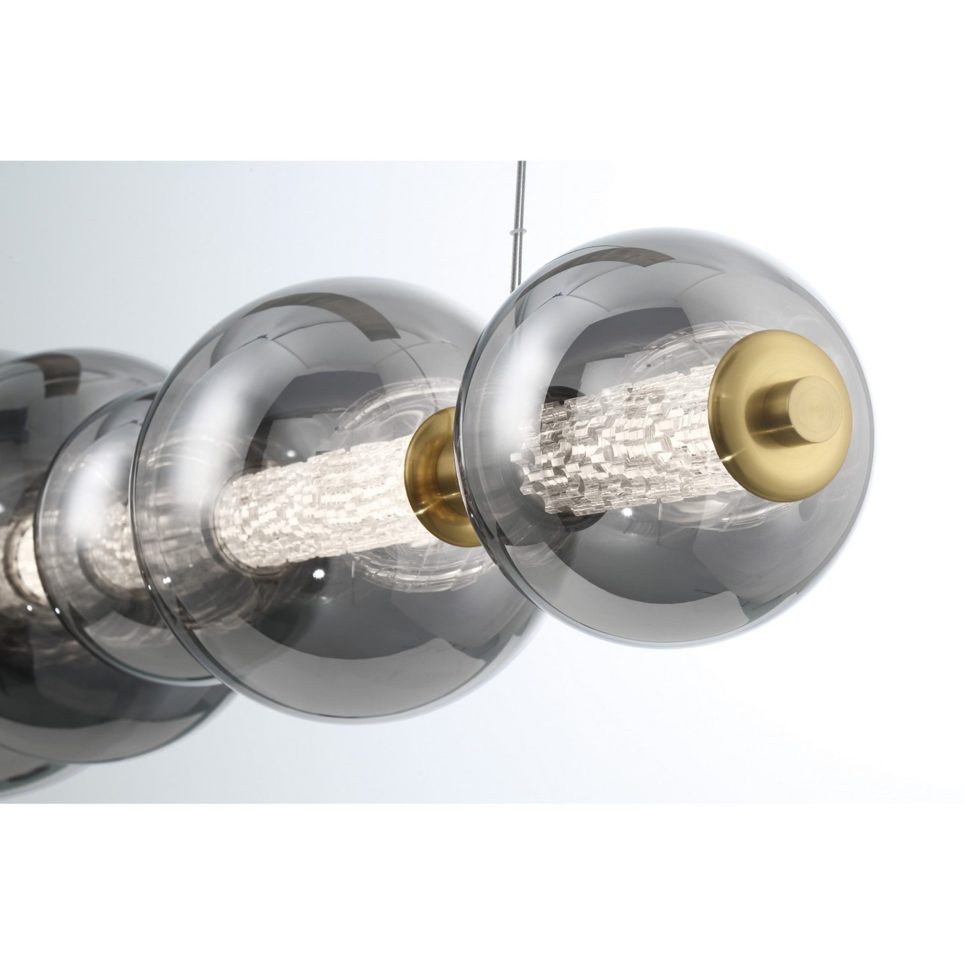 Atomo 7-Light 56" LED Linear Chandelier, Gold Finish with Smoke Glass - Bees Lighting