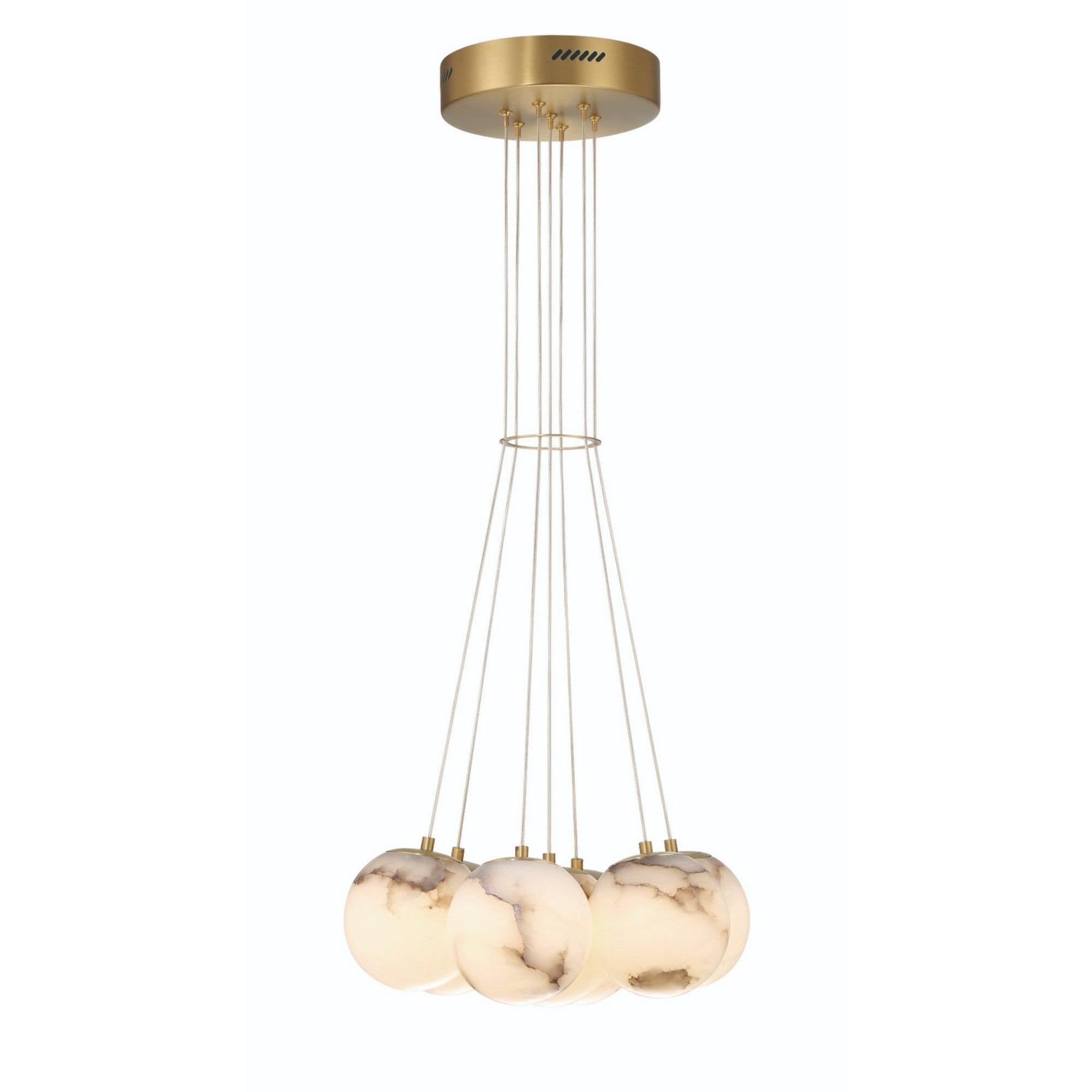 Kepler 7-Light 18" LED Multi Drop Chandelier, Gold Finish - Bees Lighting