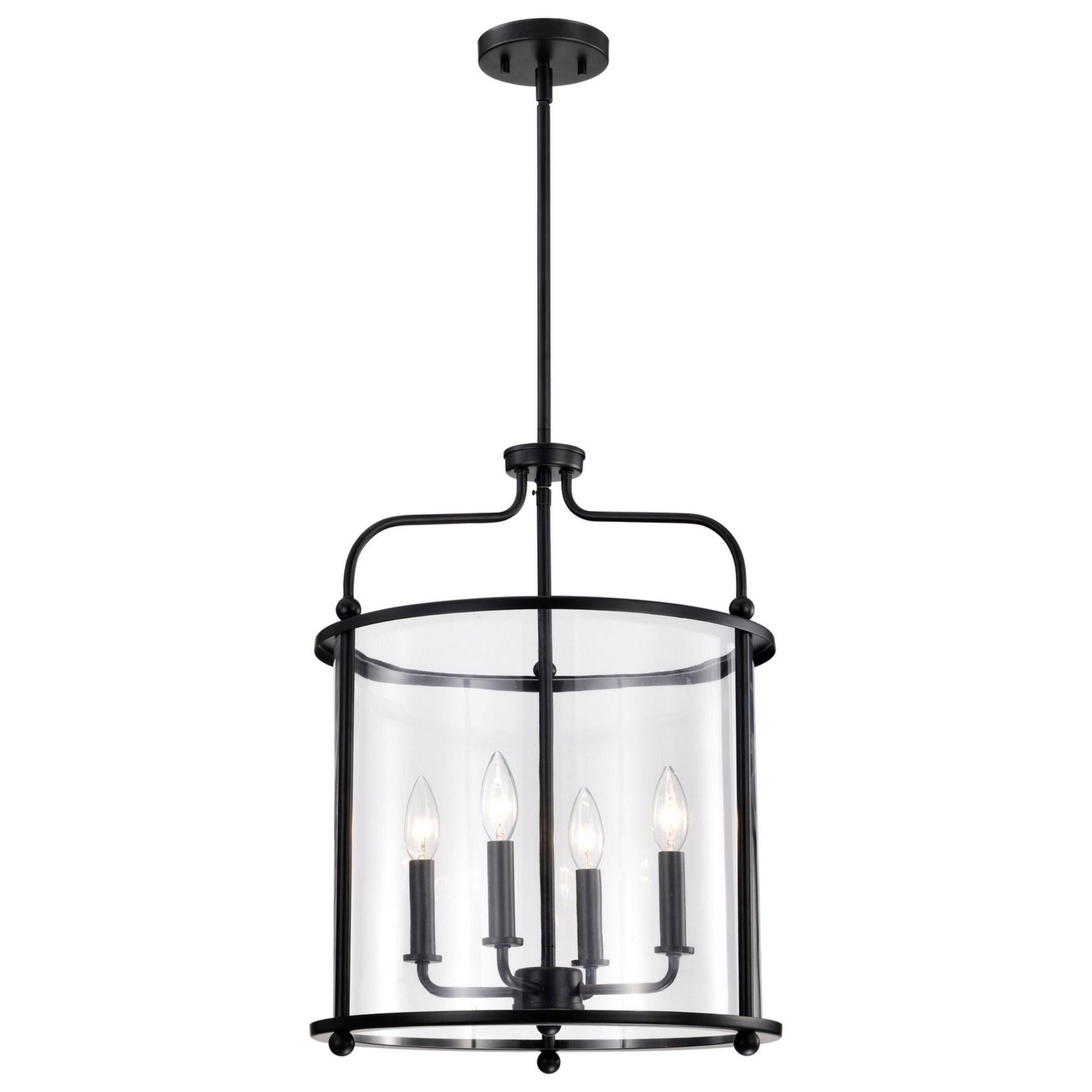 Yorktown 16" 4 lights Pendant, Matte Black Finish - Bees Lighting