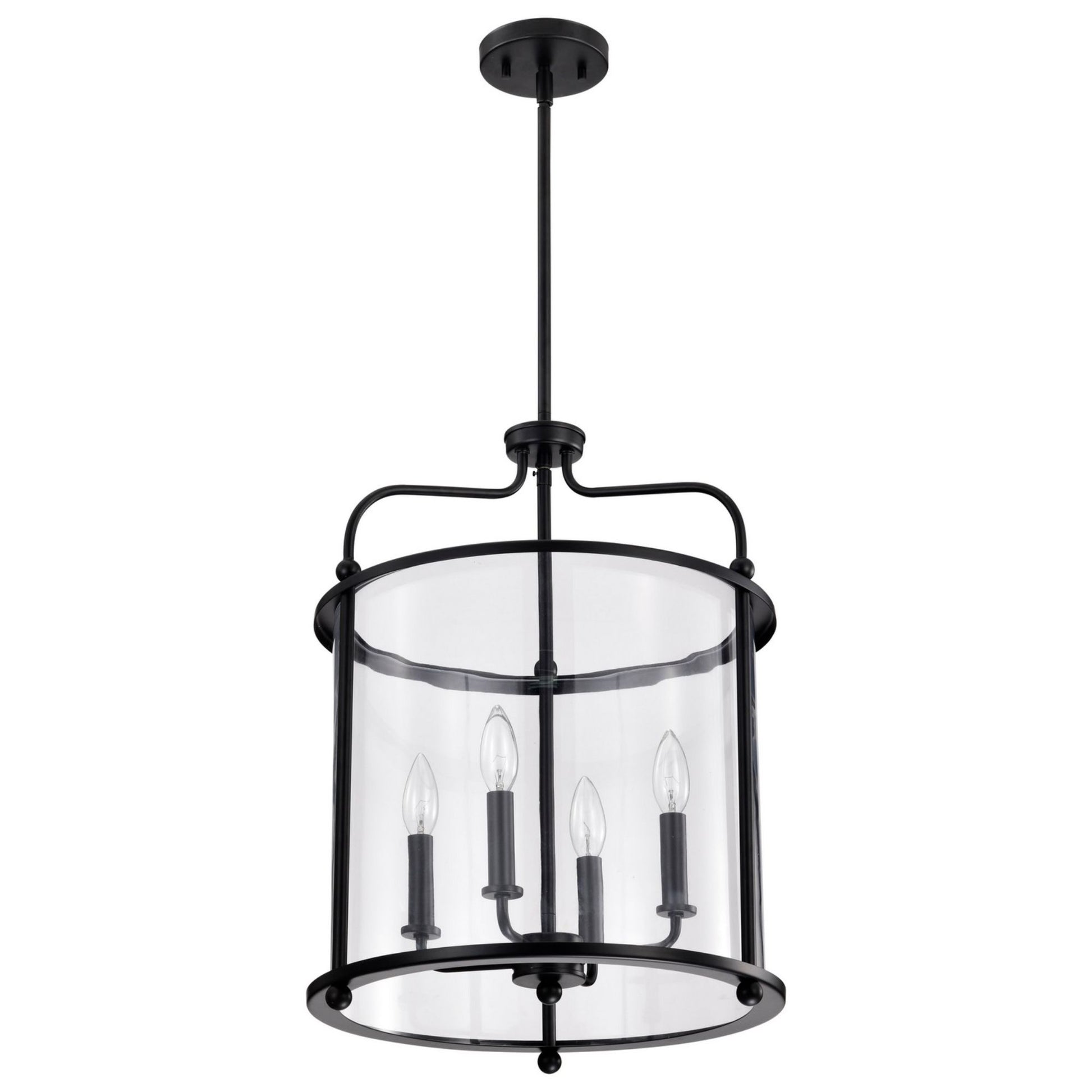 Yorktown 16" 4 lights Pendant, Matte Black Finish - Bees Lighting