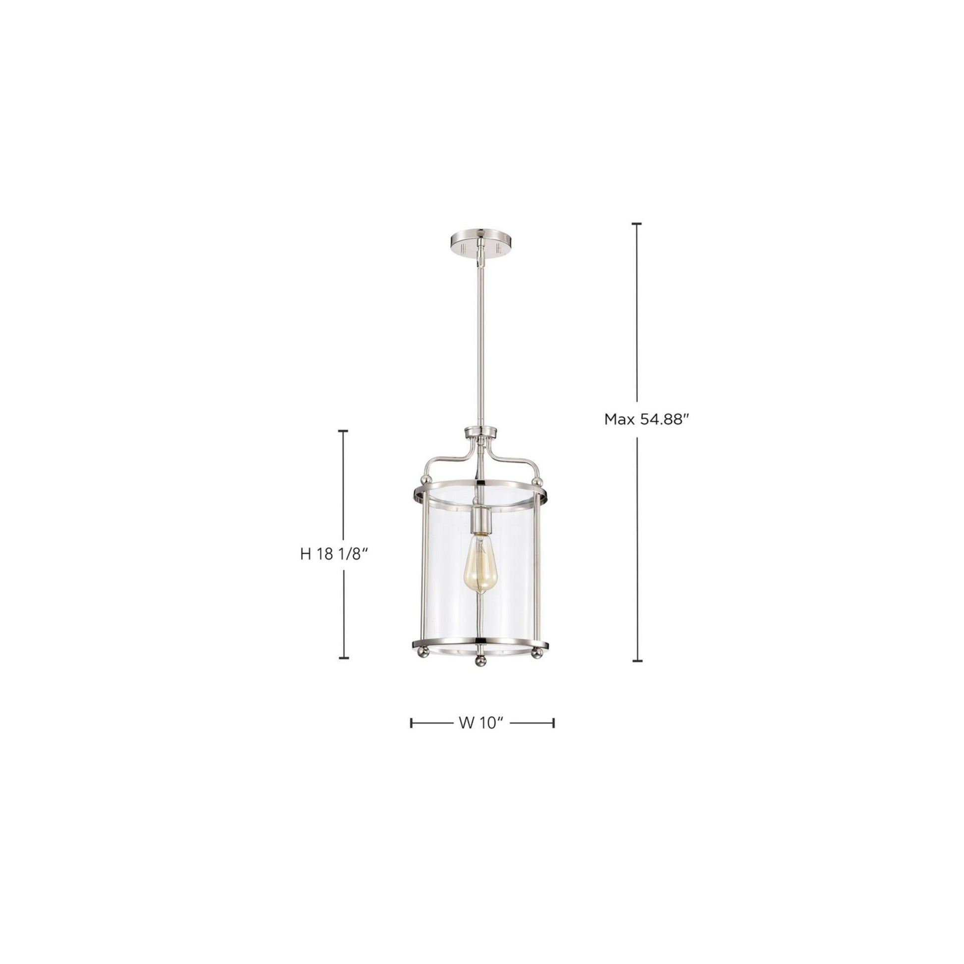 Yorktown 10" Pendant, Polished Nickel Finish - Bees Lighting