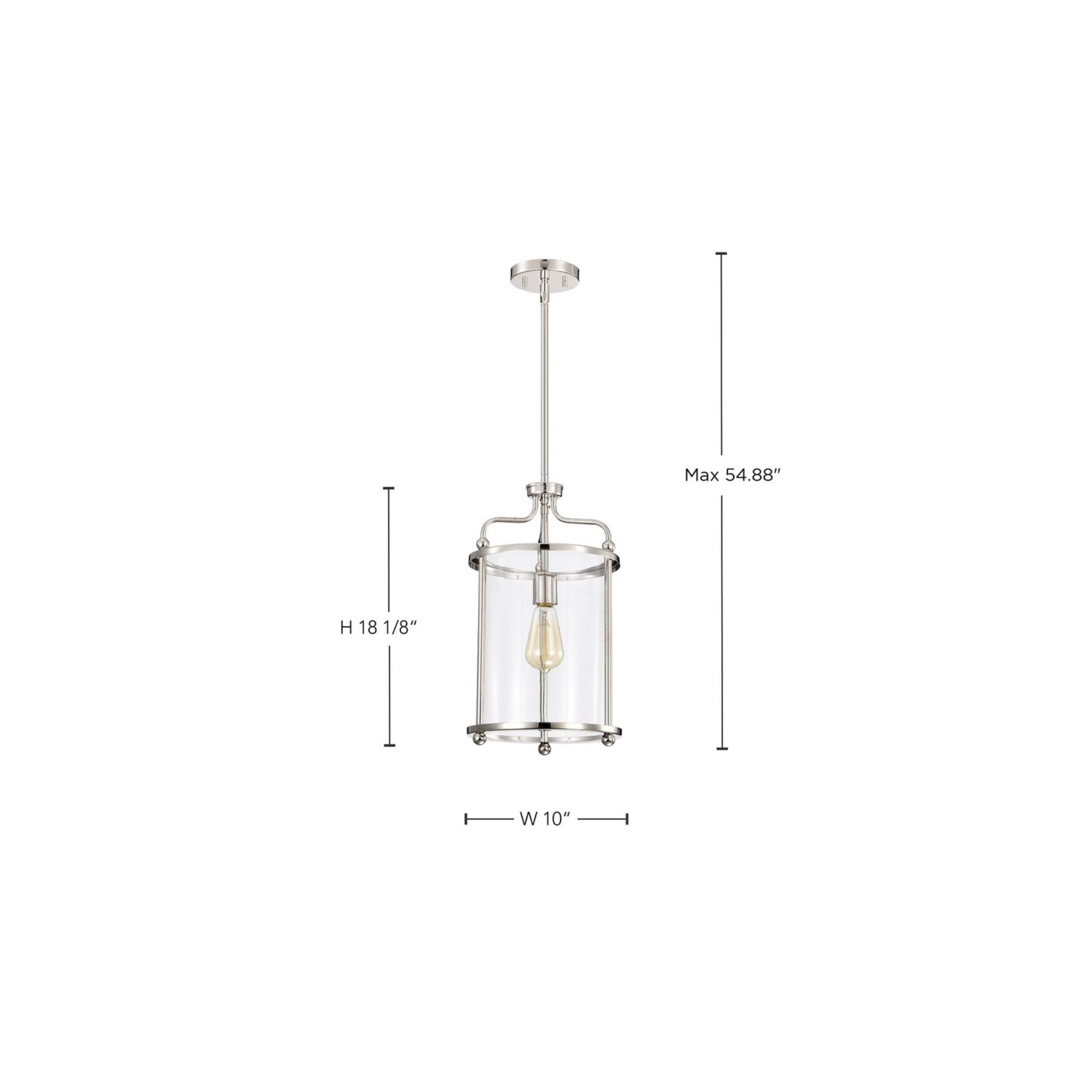 Yorktown 10" Pendant, Polished Nickel Finish - Bees Lighting