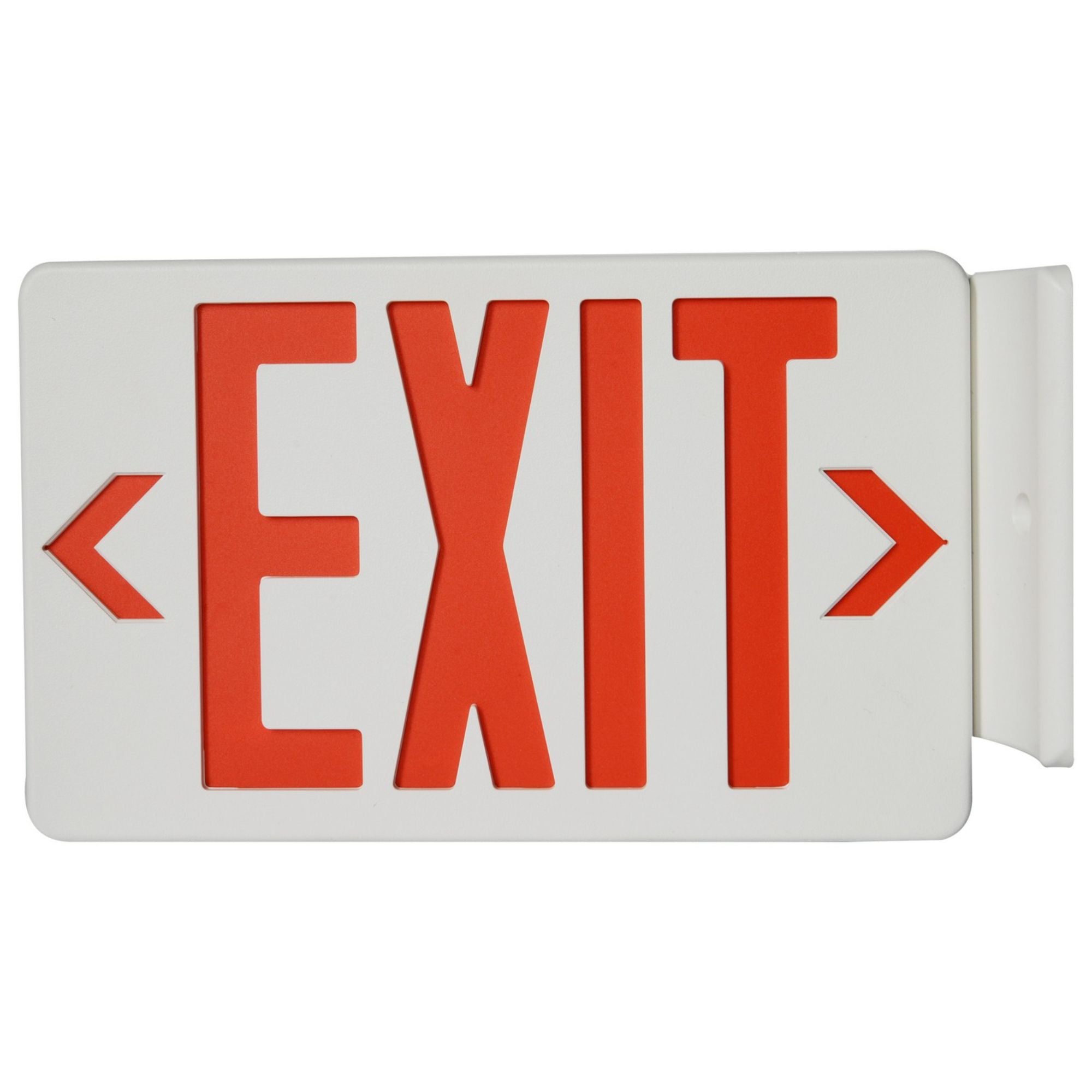 LED Exit Sign, Single/Double Face, Red Letters, White