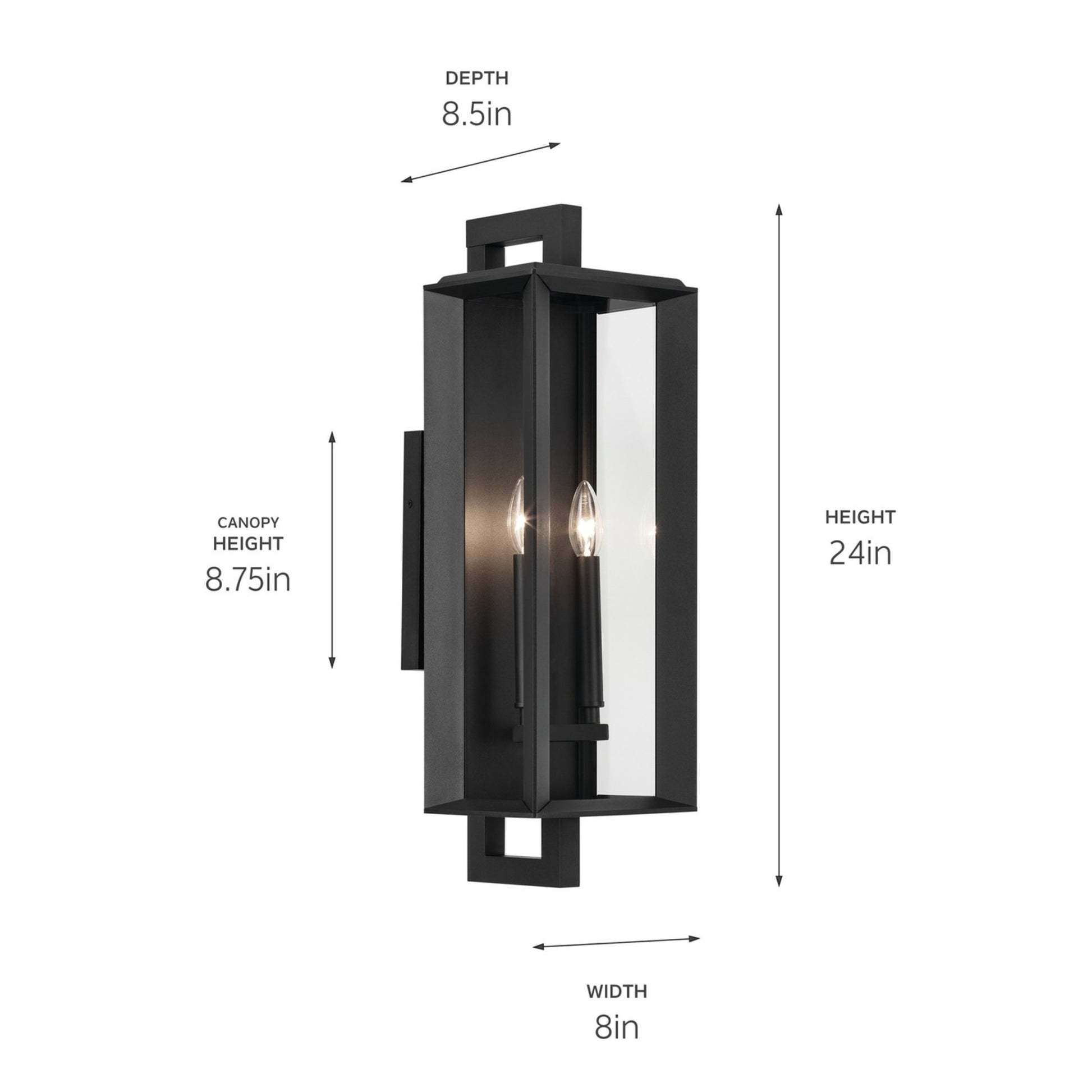 Kroft 24" 2-Light Outdoor Wall Light, Textured Black Finish - Bees Lighting