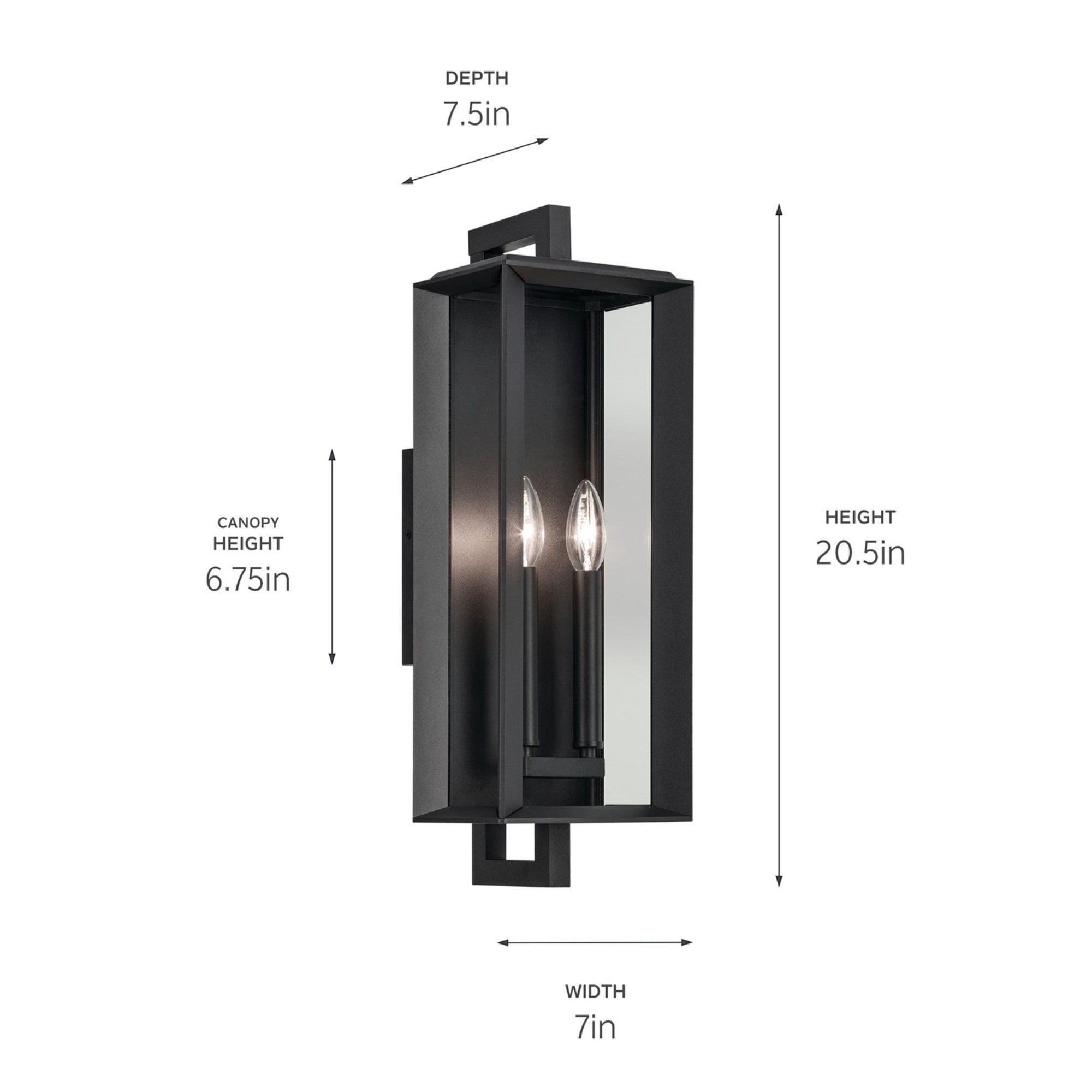 Kroft 21" 2-Light Outdoor Wall Light, Textured Black Finish - Bees Lighting