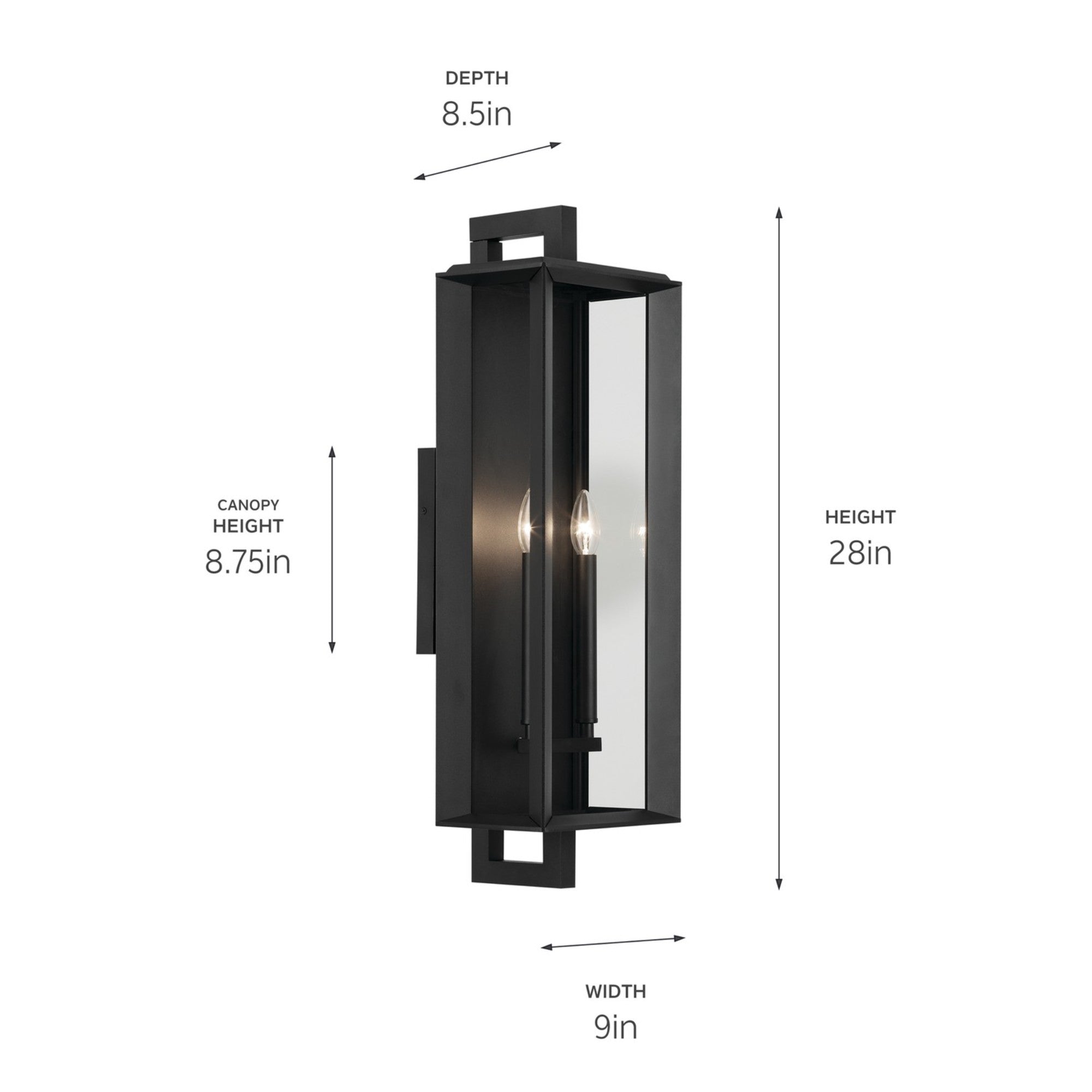 Kroft 28" 2-Light Outdoor Wall Light, Textured Black Finish - Bees Lighting