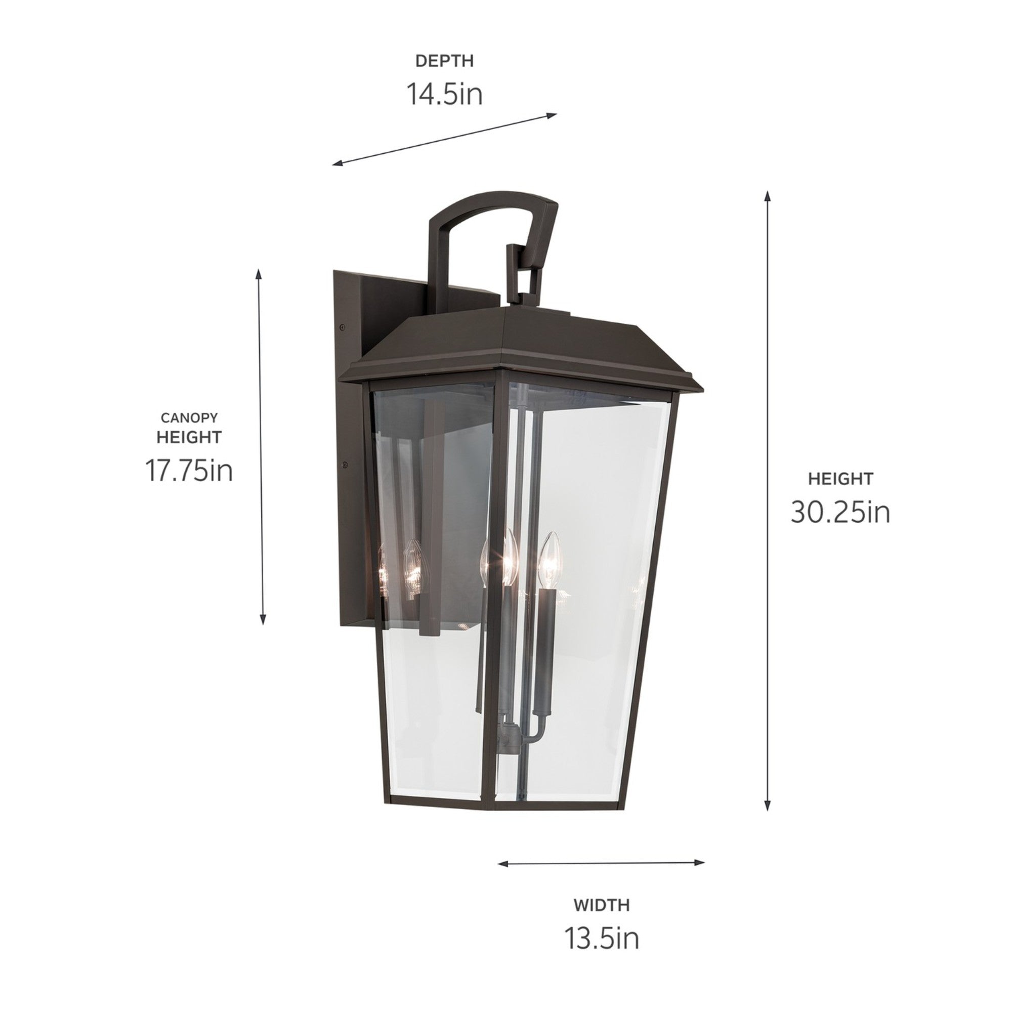 Mathus 30" 3-Light Outdoor Wall Light, Olde Bronze Finish - Bees Lighting