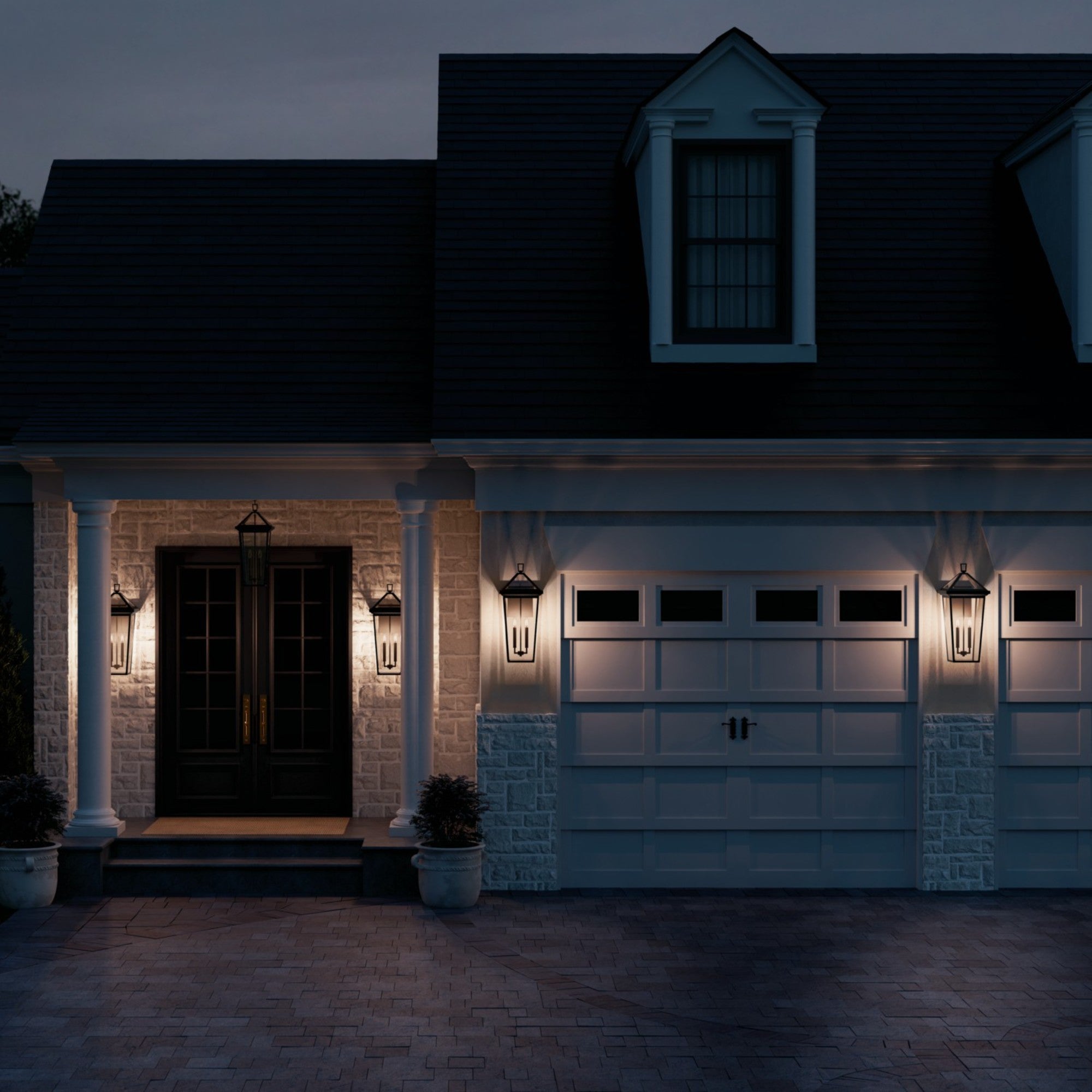 Regence 26" 2-Light Outdoor Wall Light, Textured Black Finish - Bees Lighting