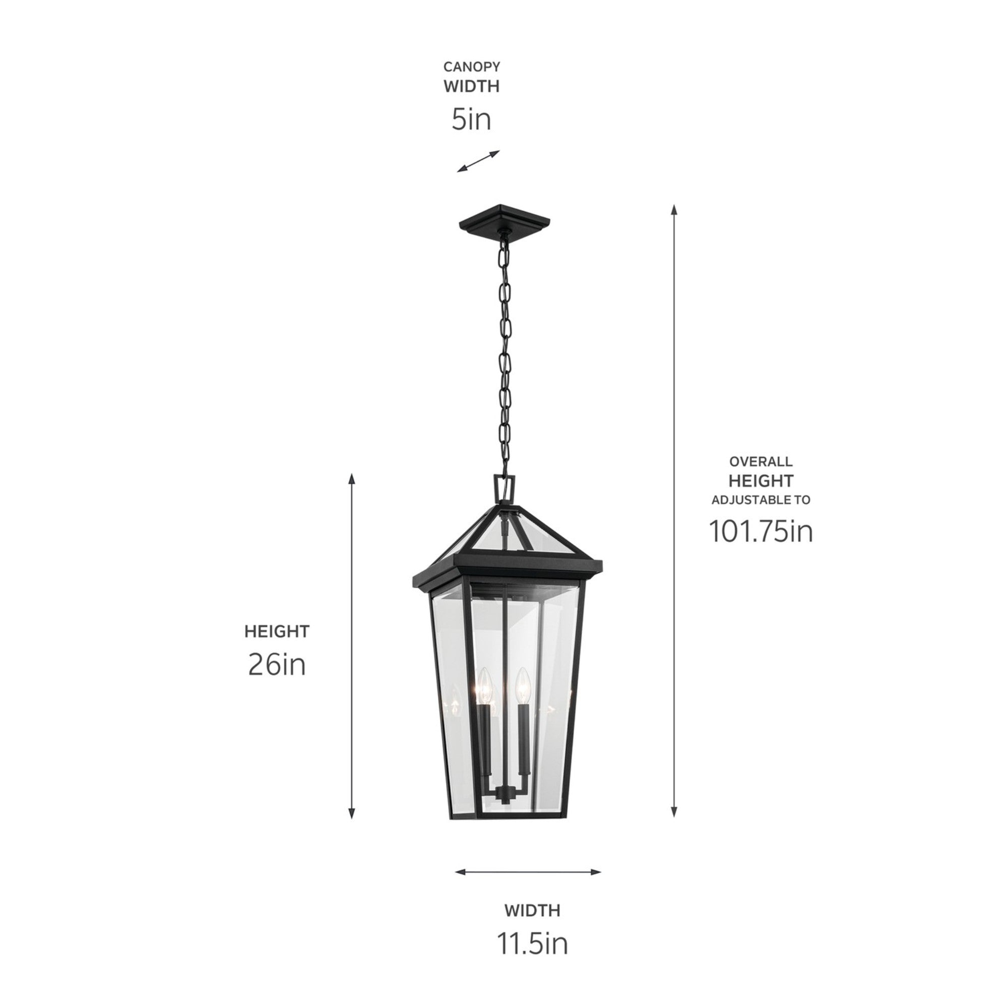Regence 26" 2-Light Outdoor Pendant, Textured Black Finish - Bees Lighting