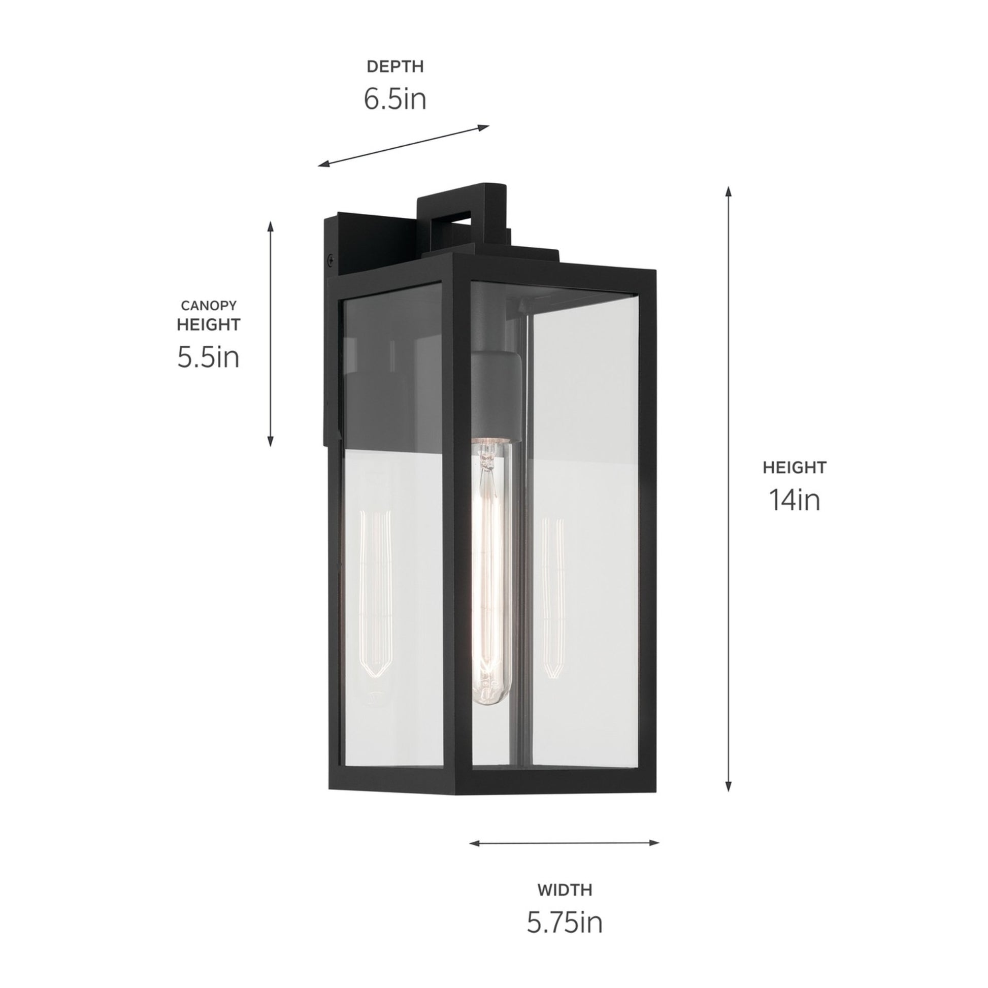 Branner 14" Outdoor Wall Light, Textured Black Finish - Bees Lighting