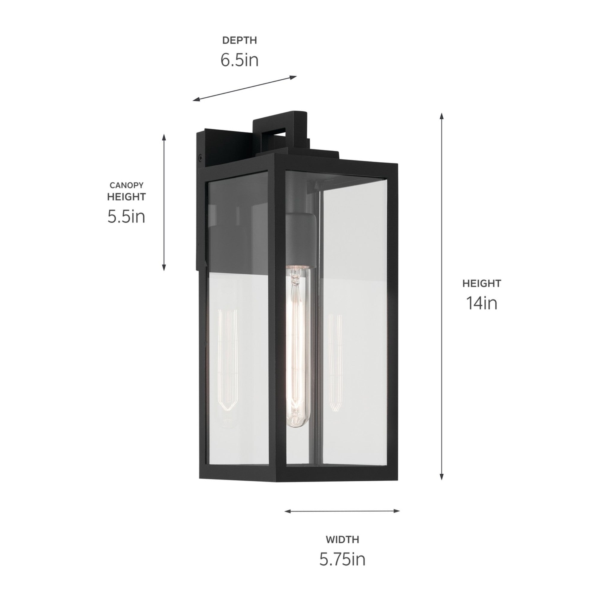 Branner 14" Outdoor Wall Light, Textured Black Finish - Bees Lighting