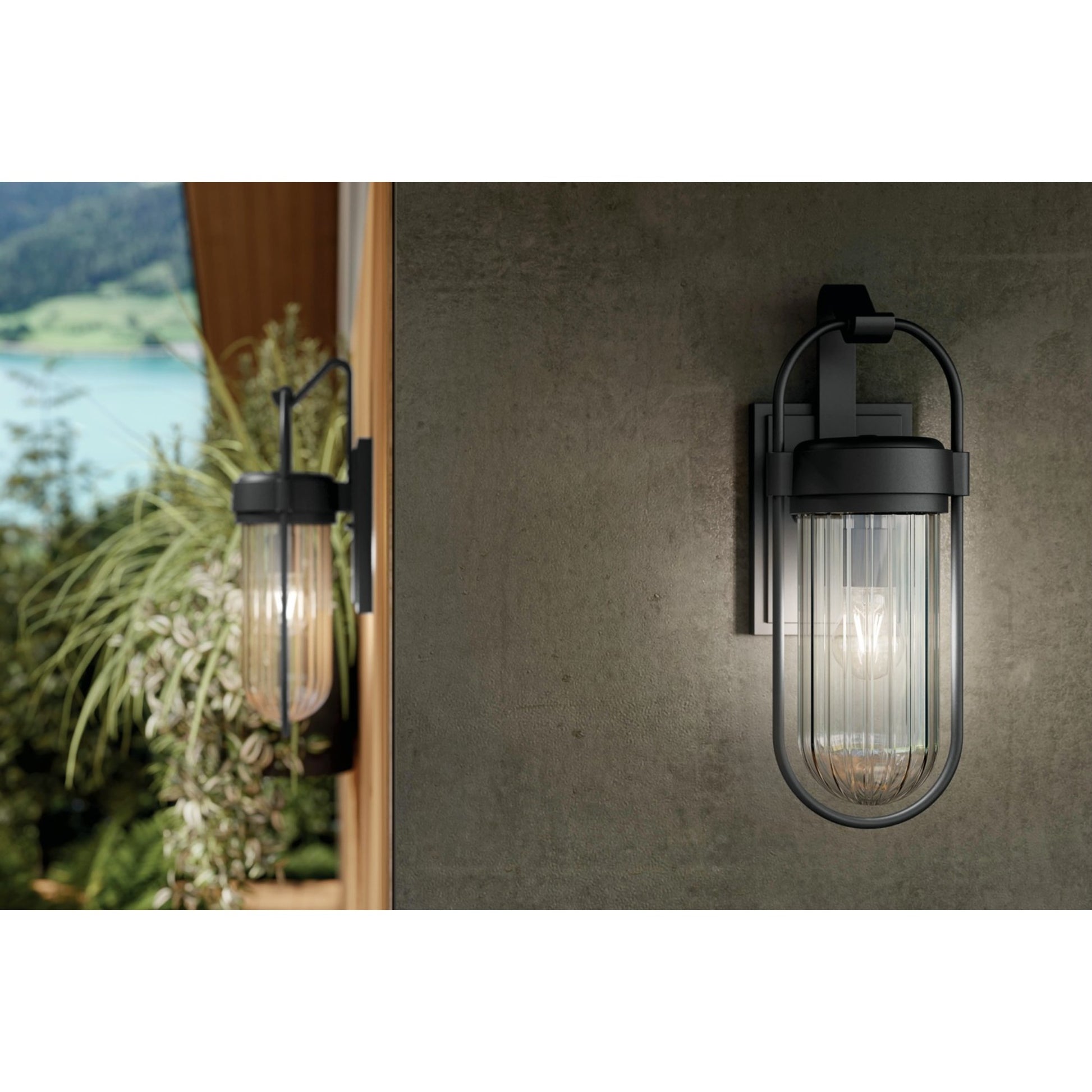 Brix 19" Outdoor Wall Light, Textured Black Finish - Bees Lighting