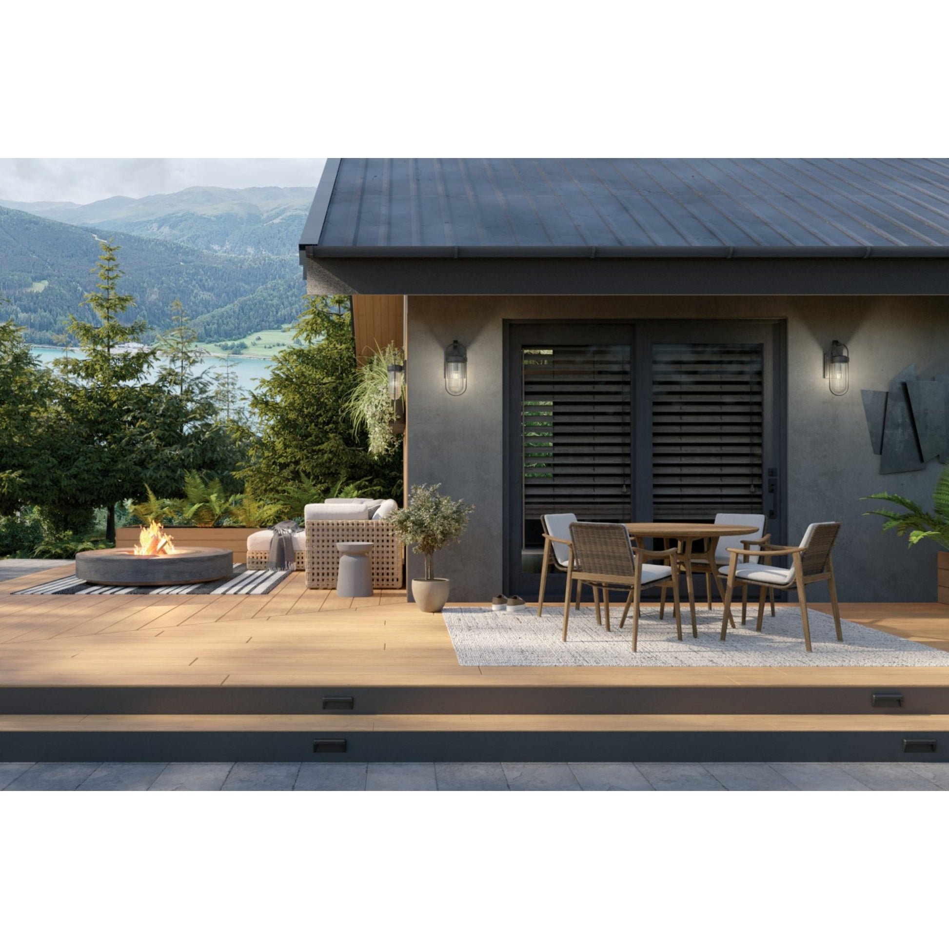 Brix 19" Outdoor Wall Light, Textured Black Finish - Bees Lighting