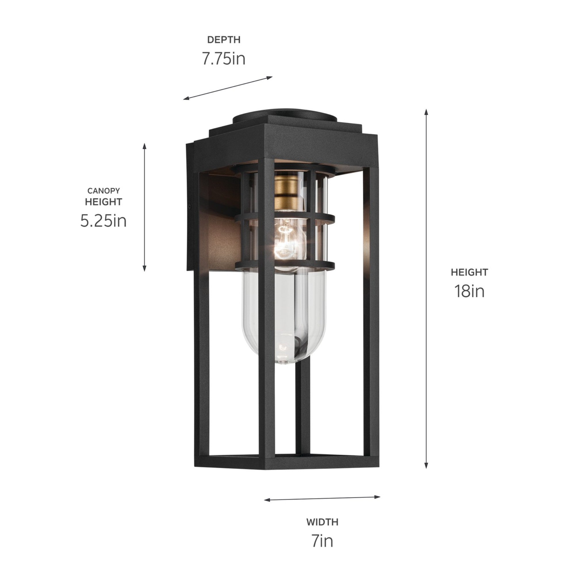Hone 18" Outdoor Wall Light, Textured Black Finish - Bees Lighting