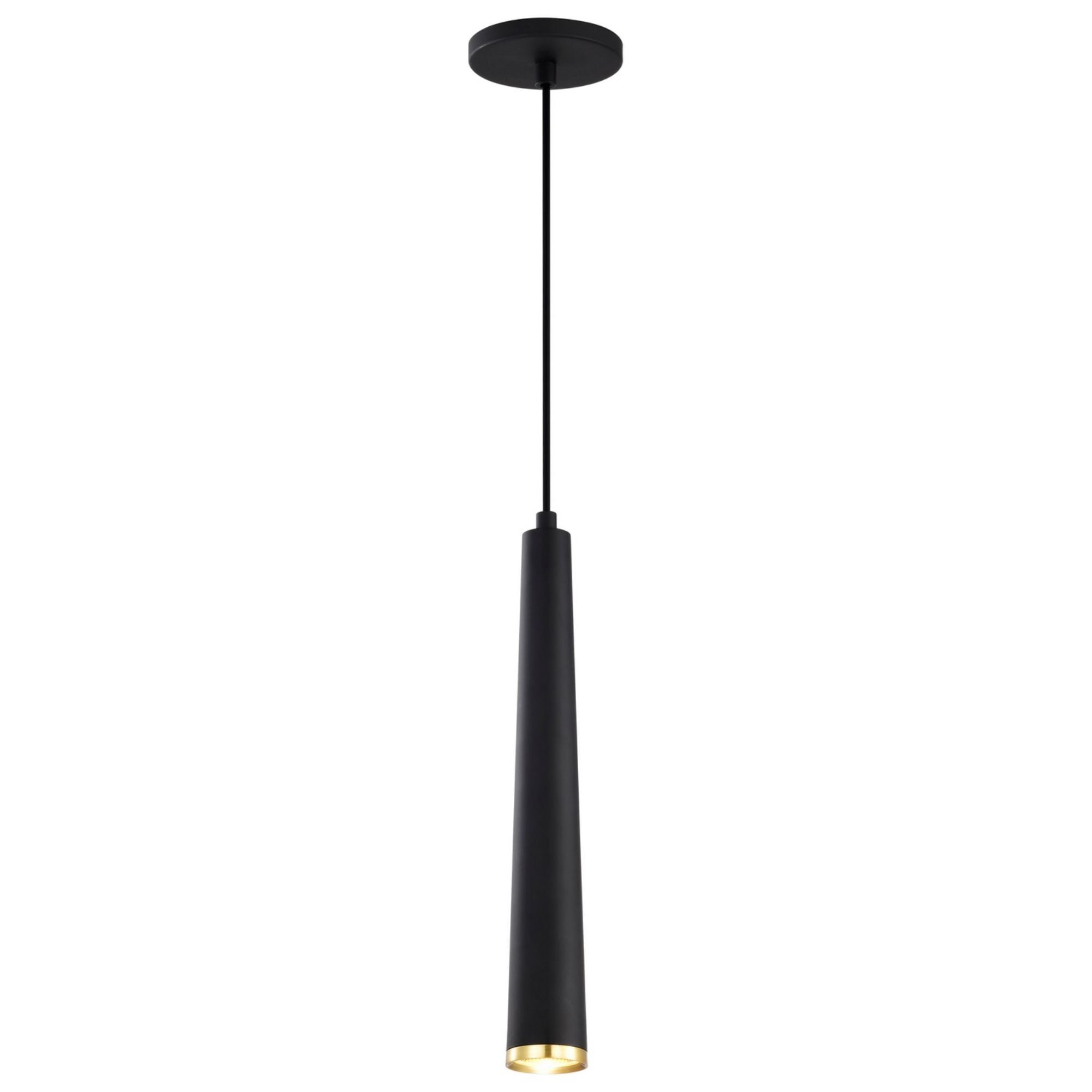 Melrose 16" LED Pendant, Matte Black / Brushed Brass Finish - Bees Lighting