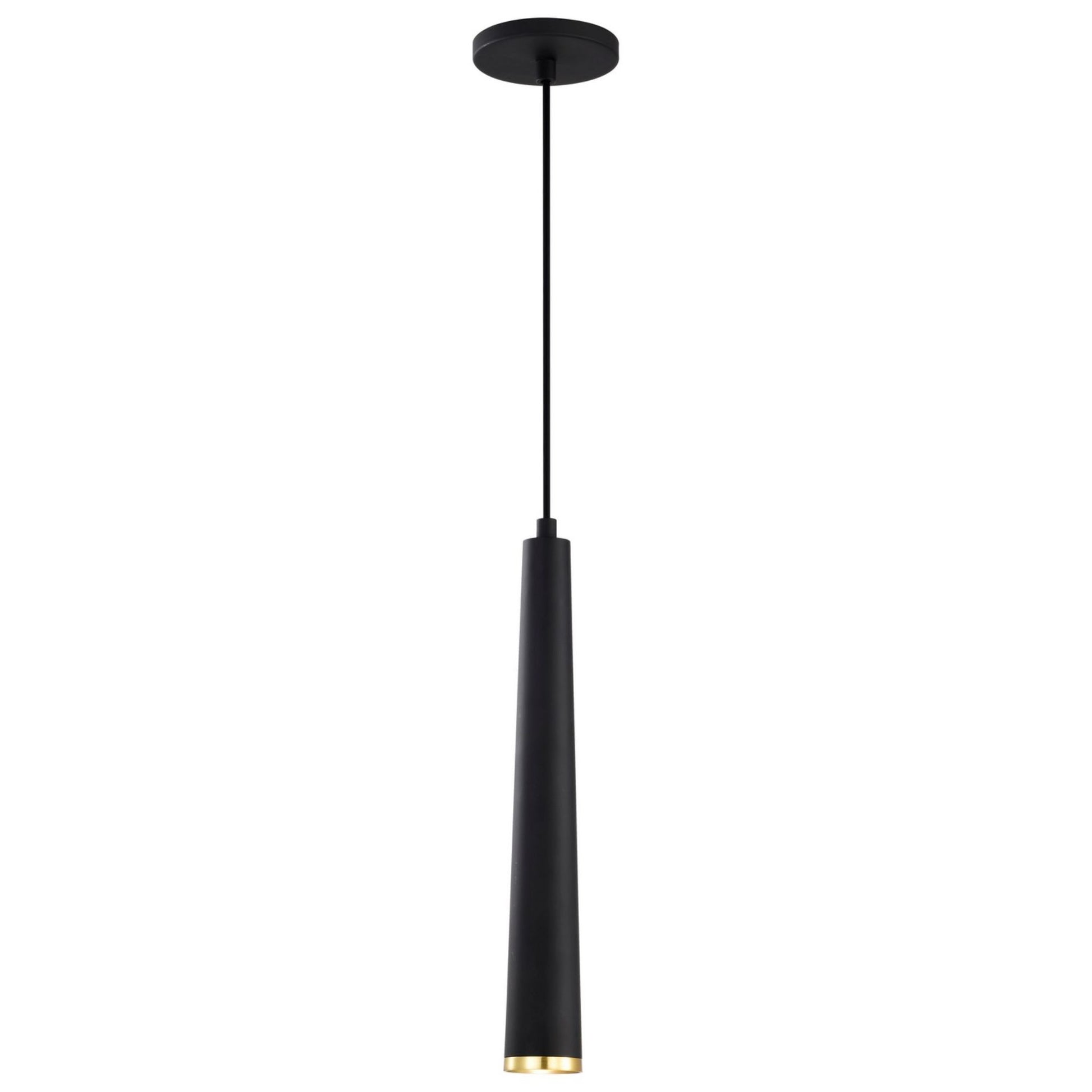 Melrose 16" LED Pendant, Matte Black / Brushed Brass Finish - Bees Lighting