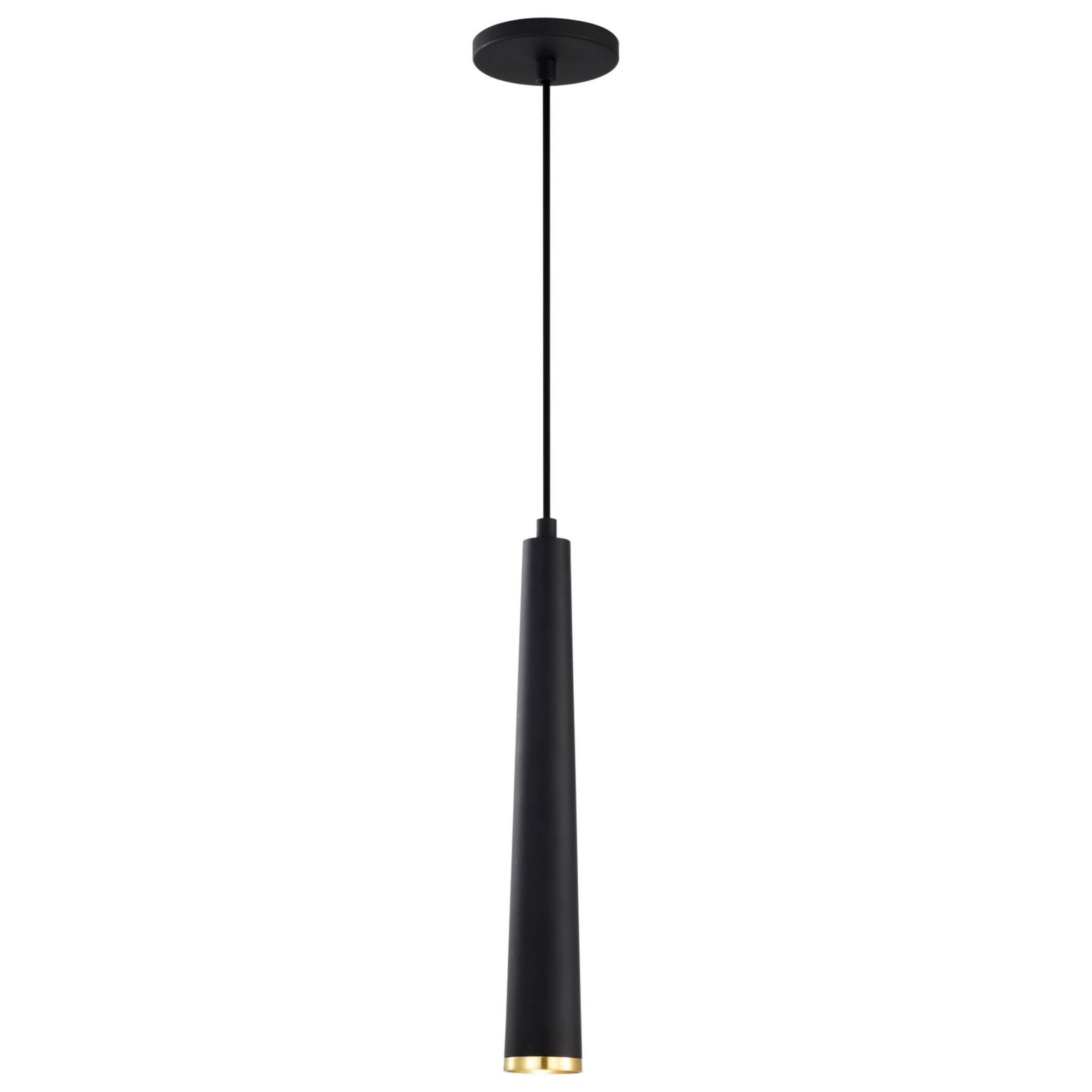 Melrose 16" LED Pendant, Matte Black / Brushed Brass Finish - Bees Lighting