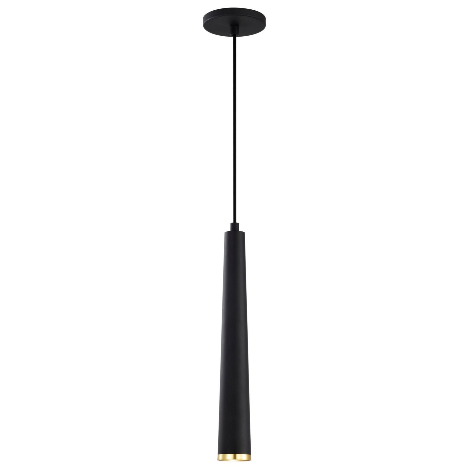 Melrose 16" LED Pendant, Matte Black / Brushed Brass Finish - Bees Lighting