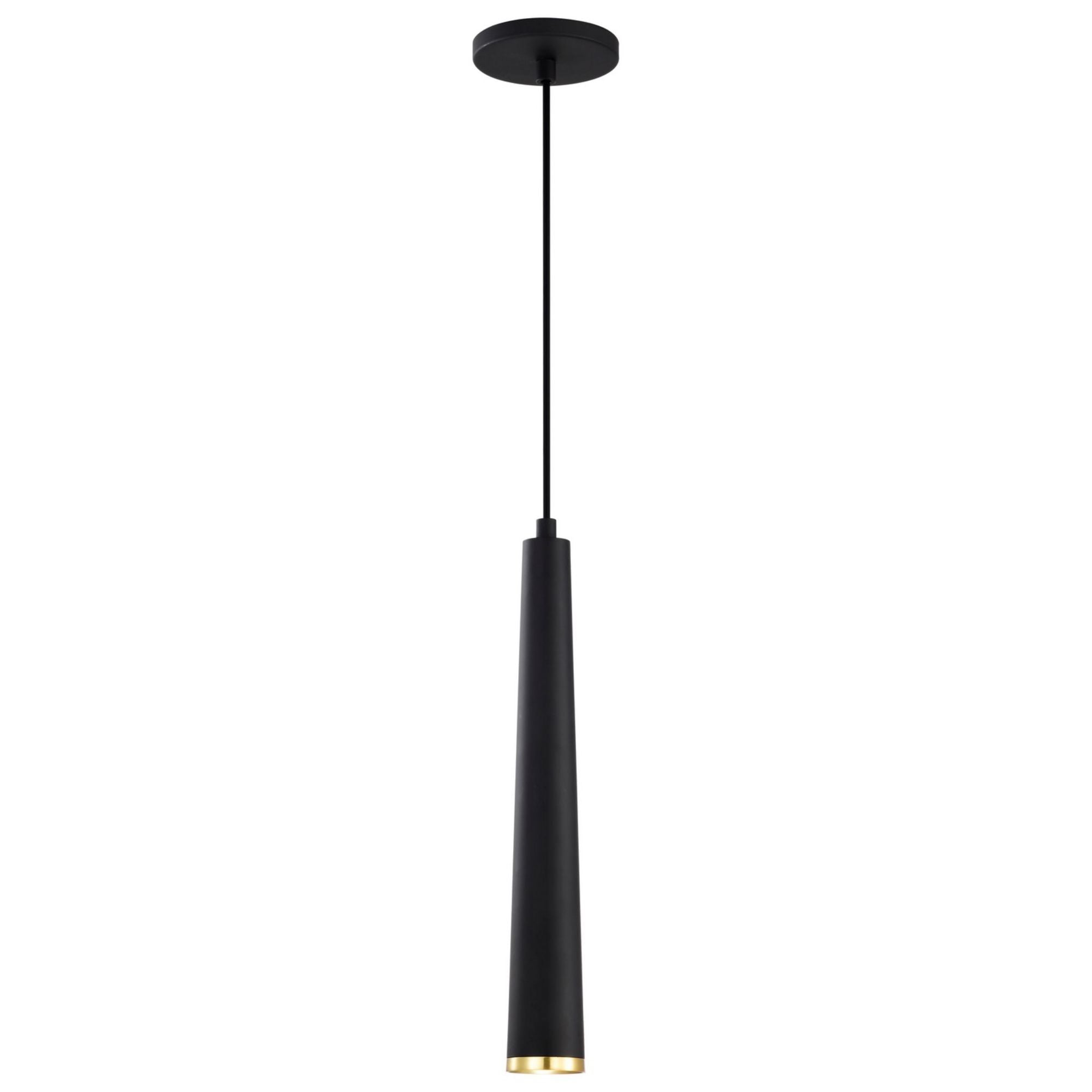 Melrose 16" LED Pendant, Matte Black / Brushed Brass Finish - Bees Lighting