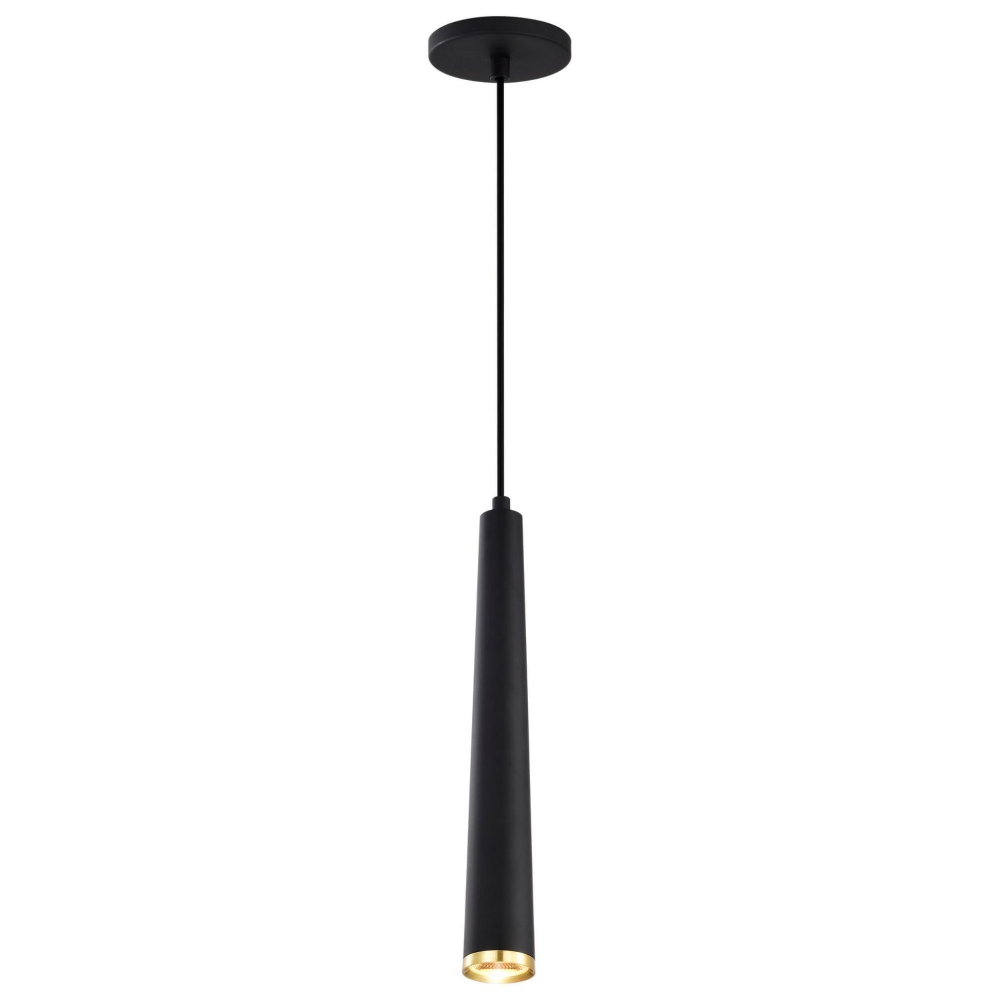 Melrose 16" LED Pendant, Matte Black / Brushed Brass Finish - Bees Lighting